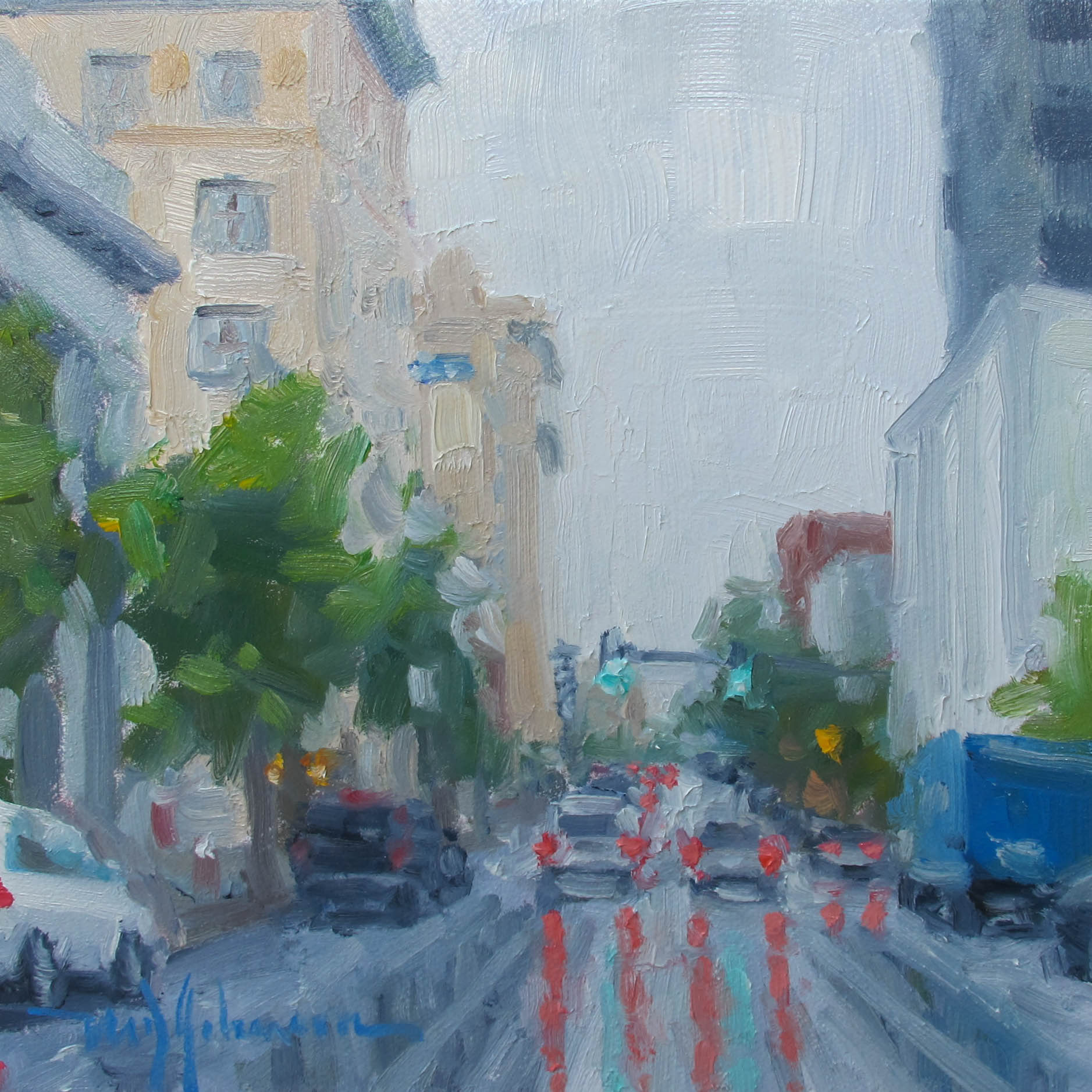 Main Street in the Rain (2016) - 8x8 - Sold