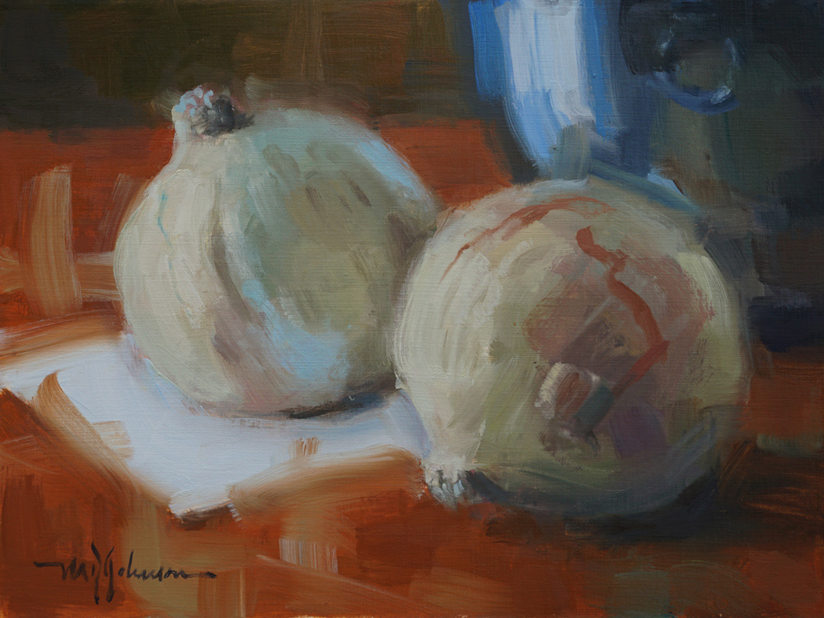 Onions (2021) - Oil on Linen Paper - 9x12 - Available