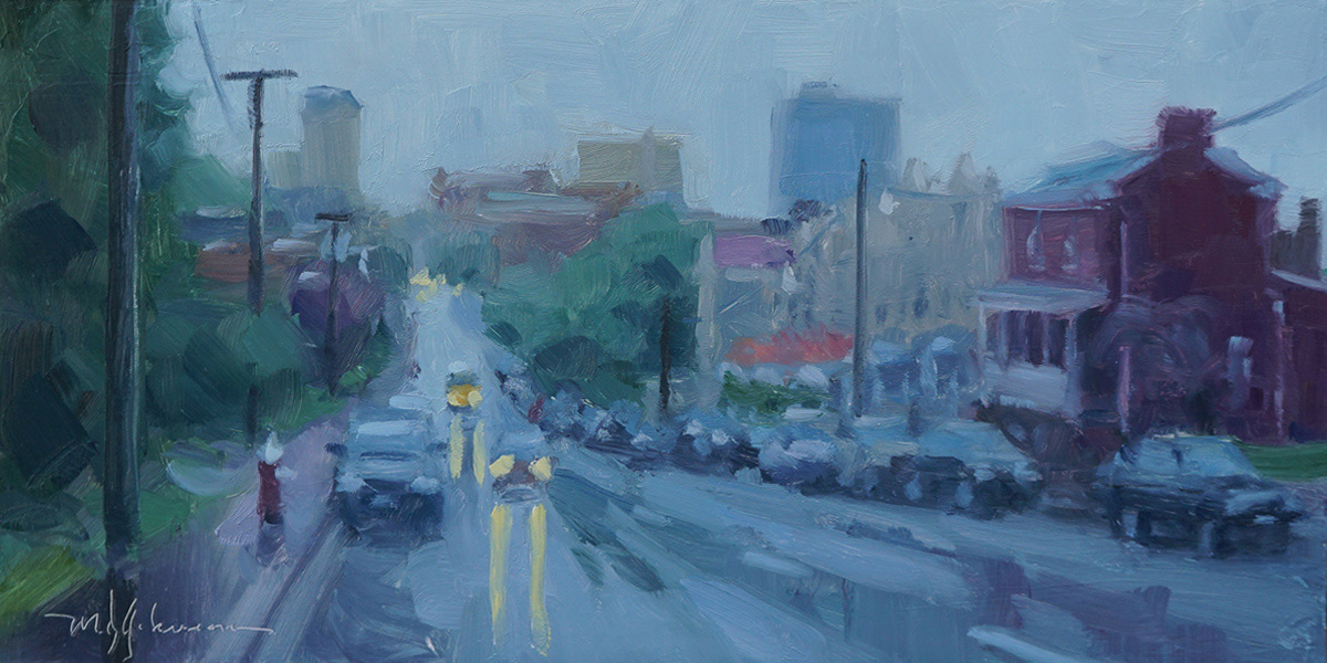 Rainy Morning on Church St - 6x12 - Sold