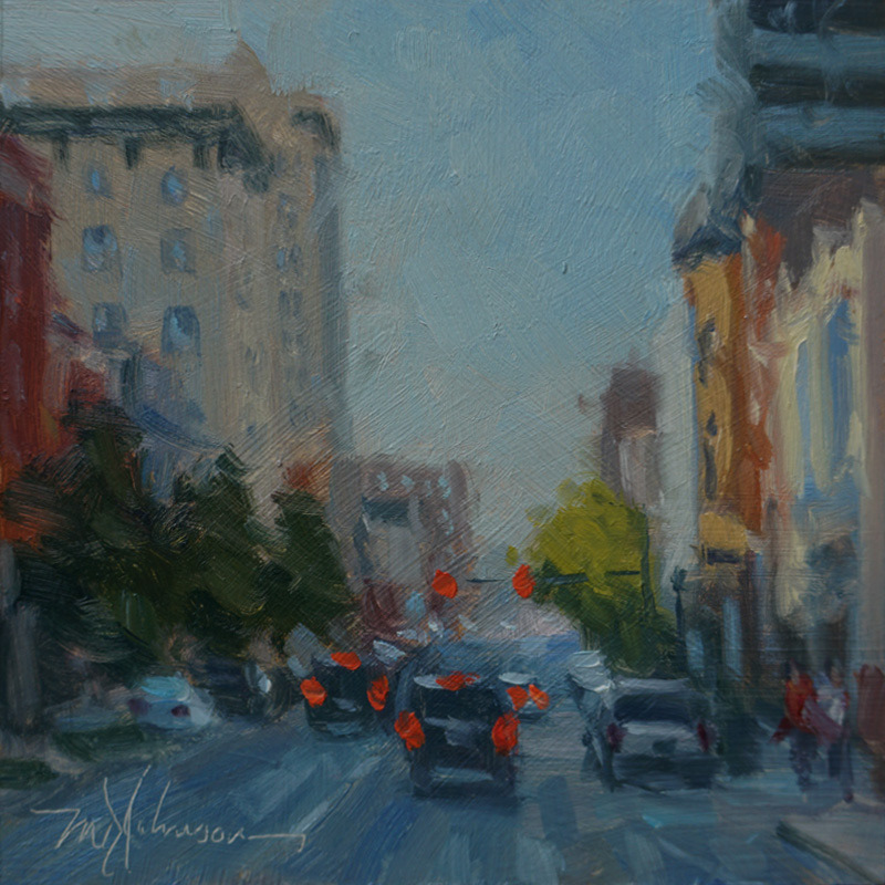 Main Street Evening (2019) - 6x6 - Sold