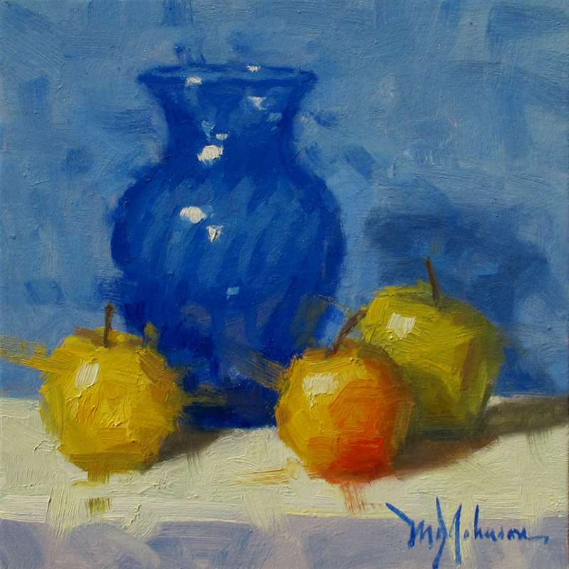 Blue Vase with Apples (2017)* - 8x8 - Sold