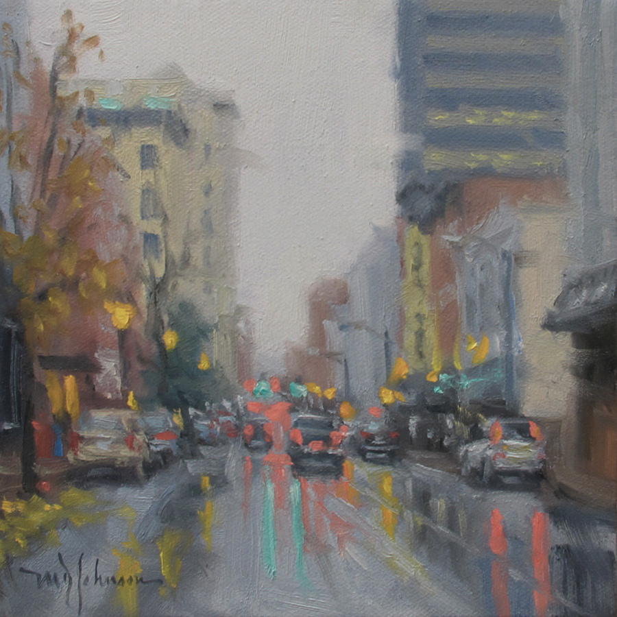 Main Street Drizzle (2017)* - 8x8 - Sold