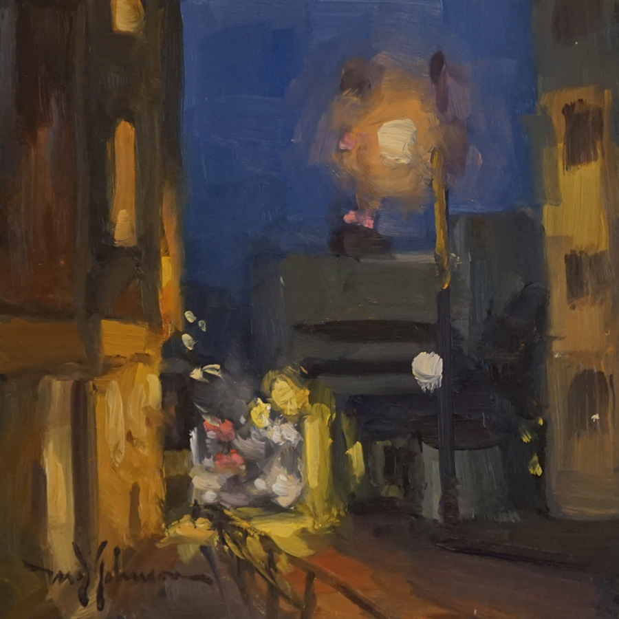 Seventh Street Nocturne (2022) - 6x6 - Sold