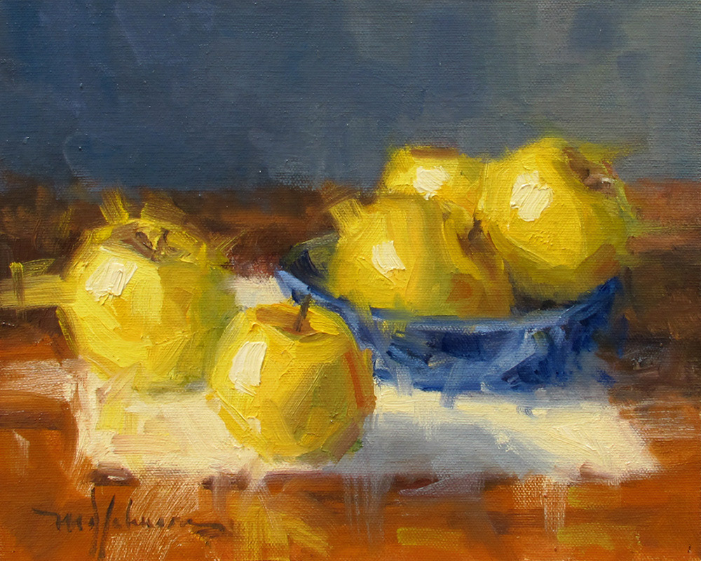 Apples and Blue Bowl (2016) - 8x10 - Sold