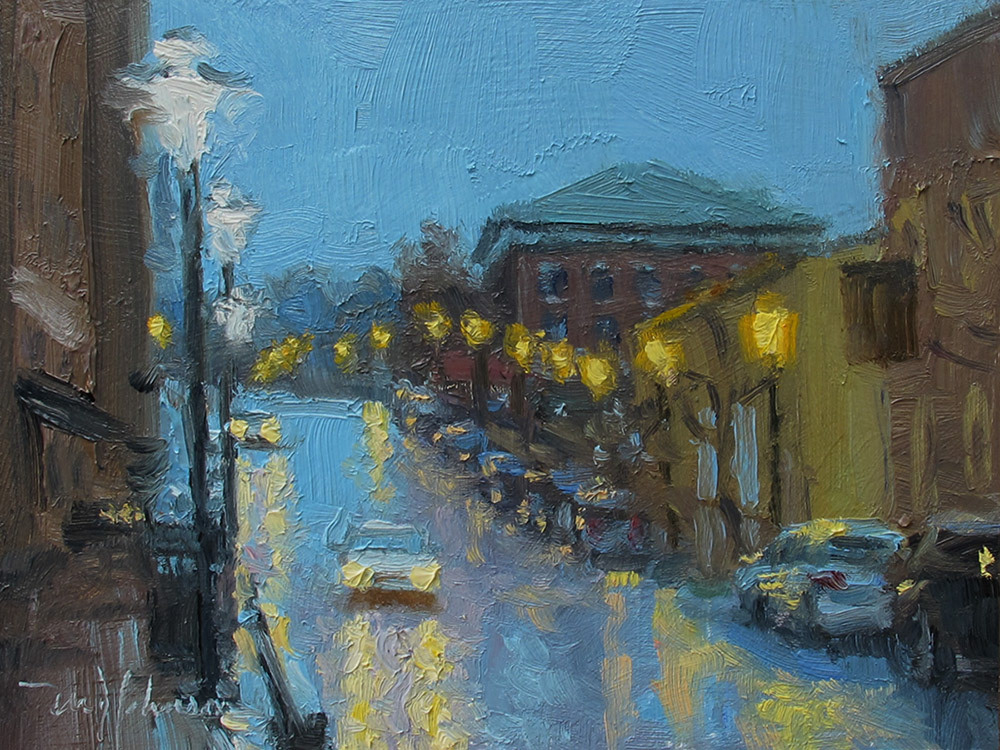 Jefferson Street Rain (2017) - 6x8 - Sold