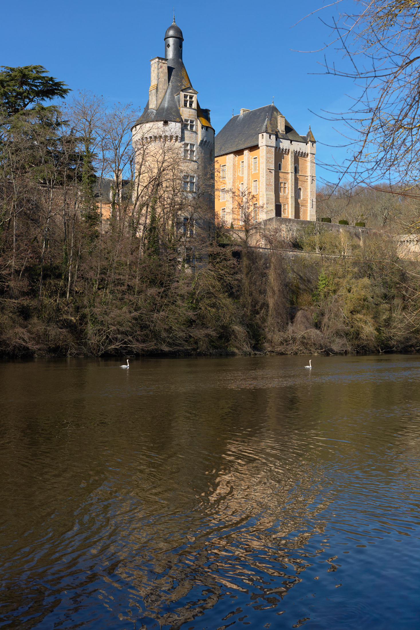 Château de Touffou avec cignes