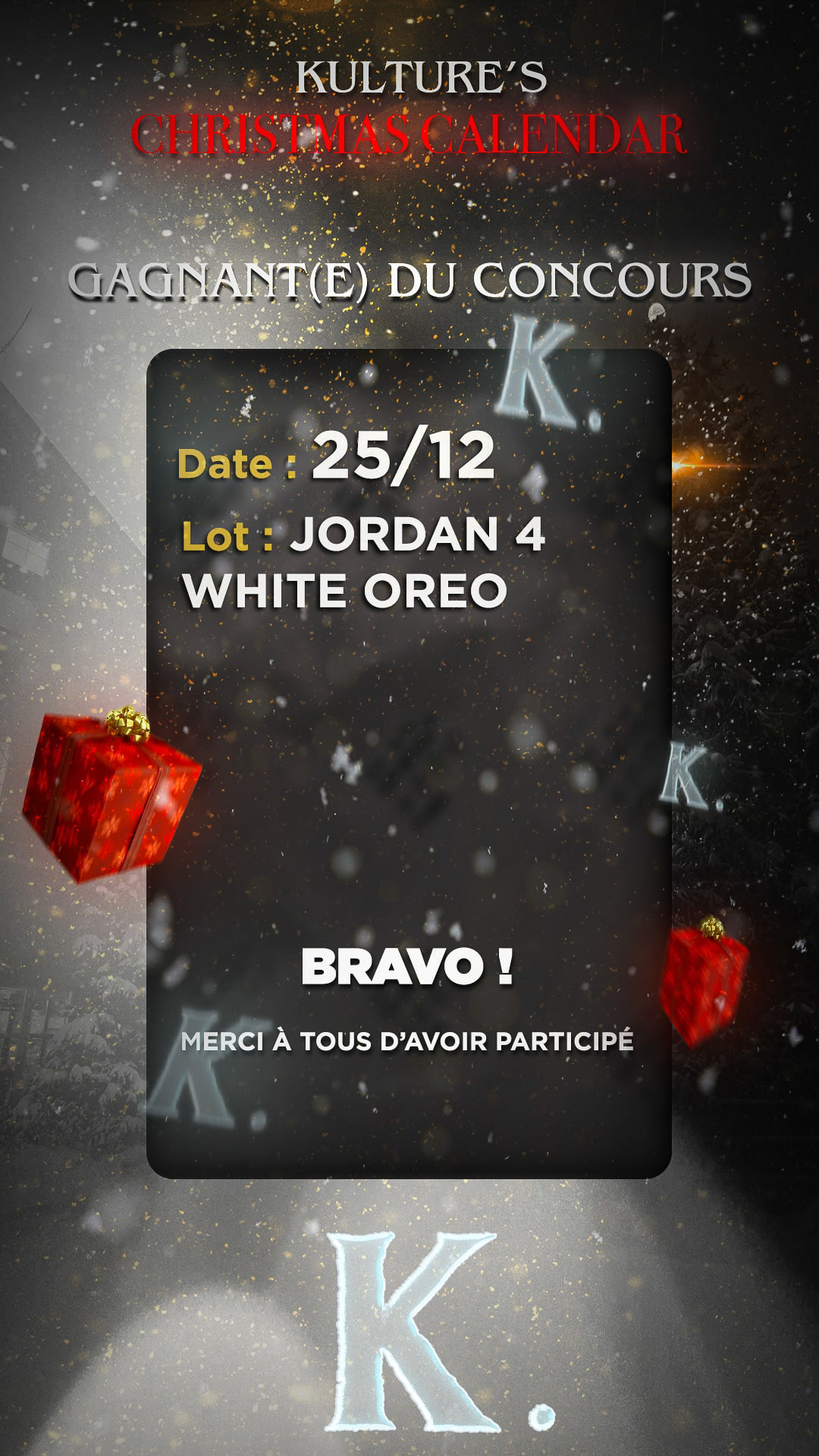 Visuel d'annonce du gagnant quotidien