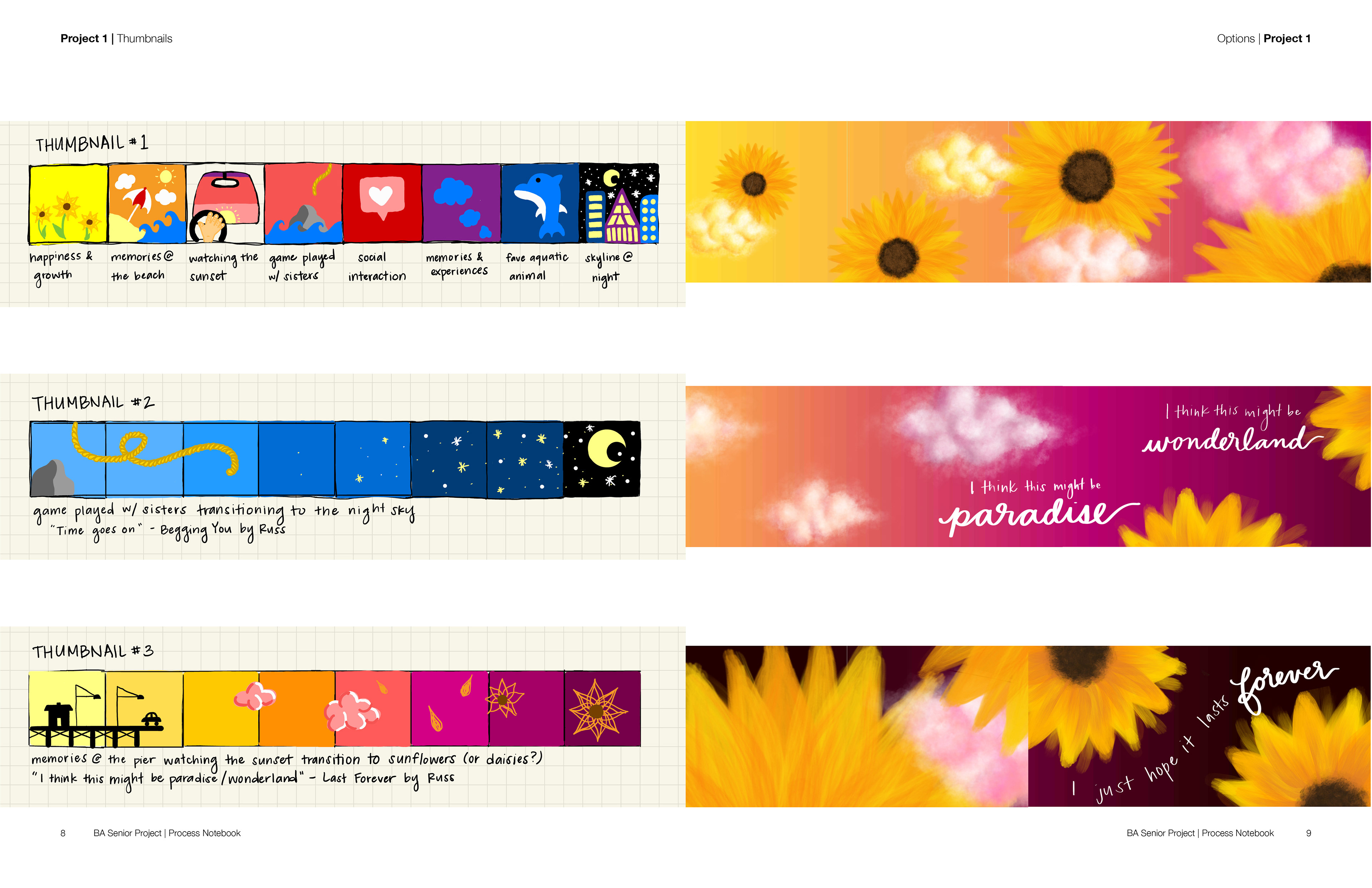 thumbnails & options