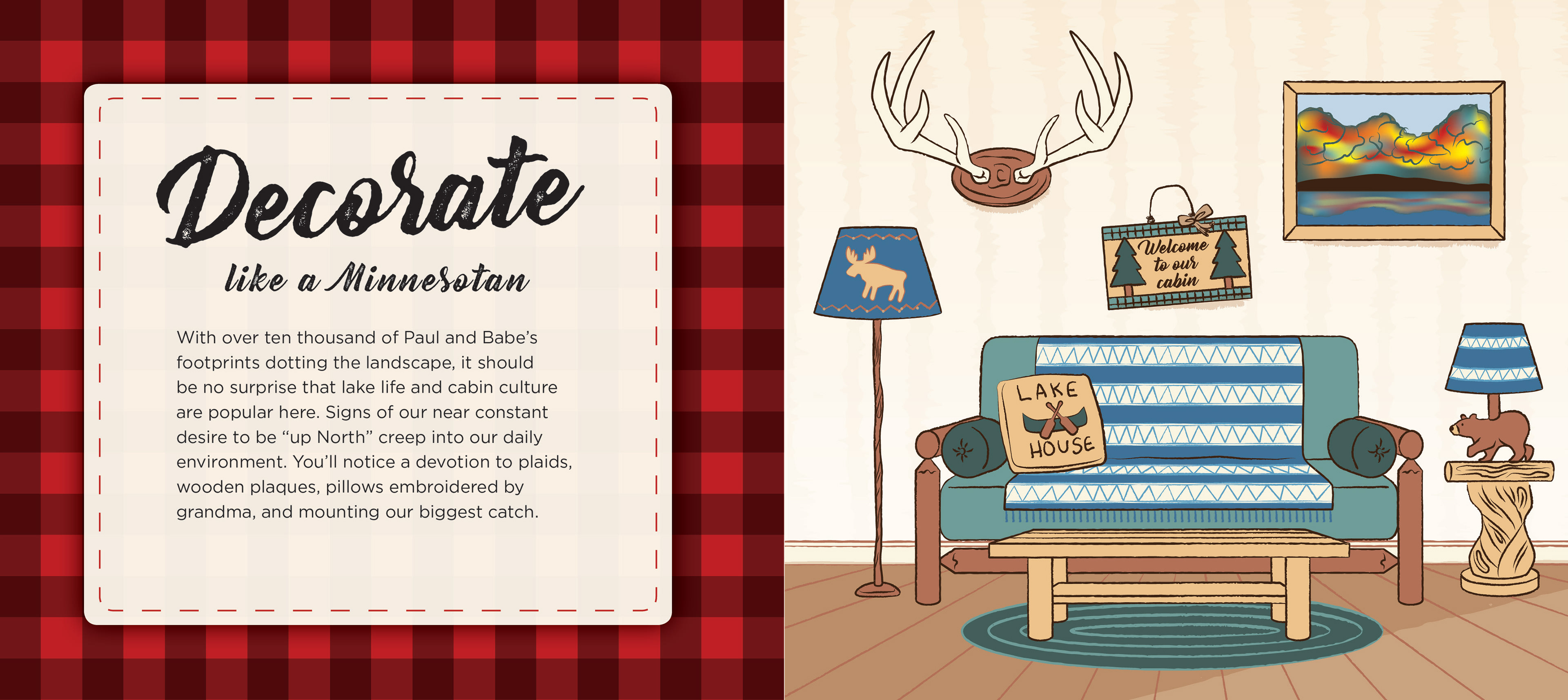 Spread for a short "welcome to MN!" booklet I designed & illustrated