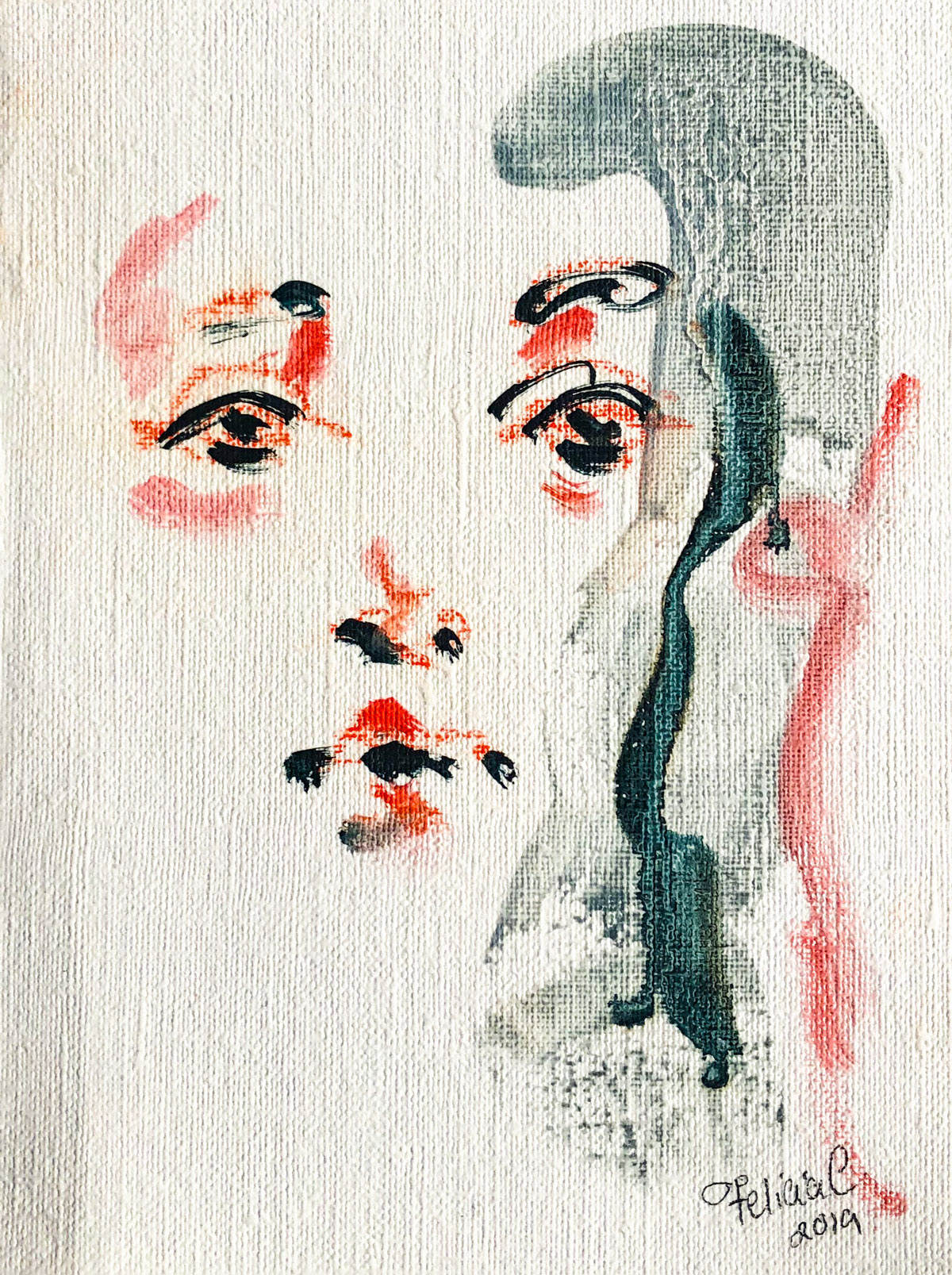  Oils and conte crayon on canvas paper, 4.5'' x 6'' 
