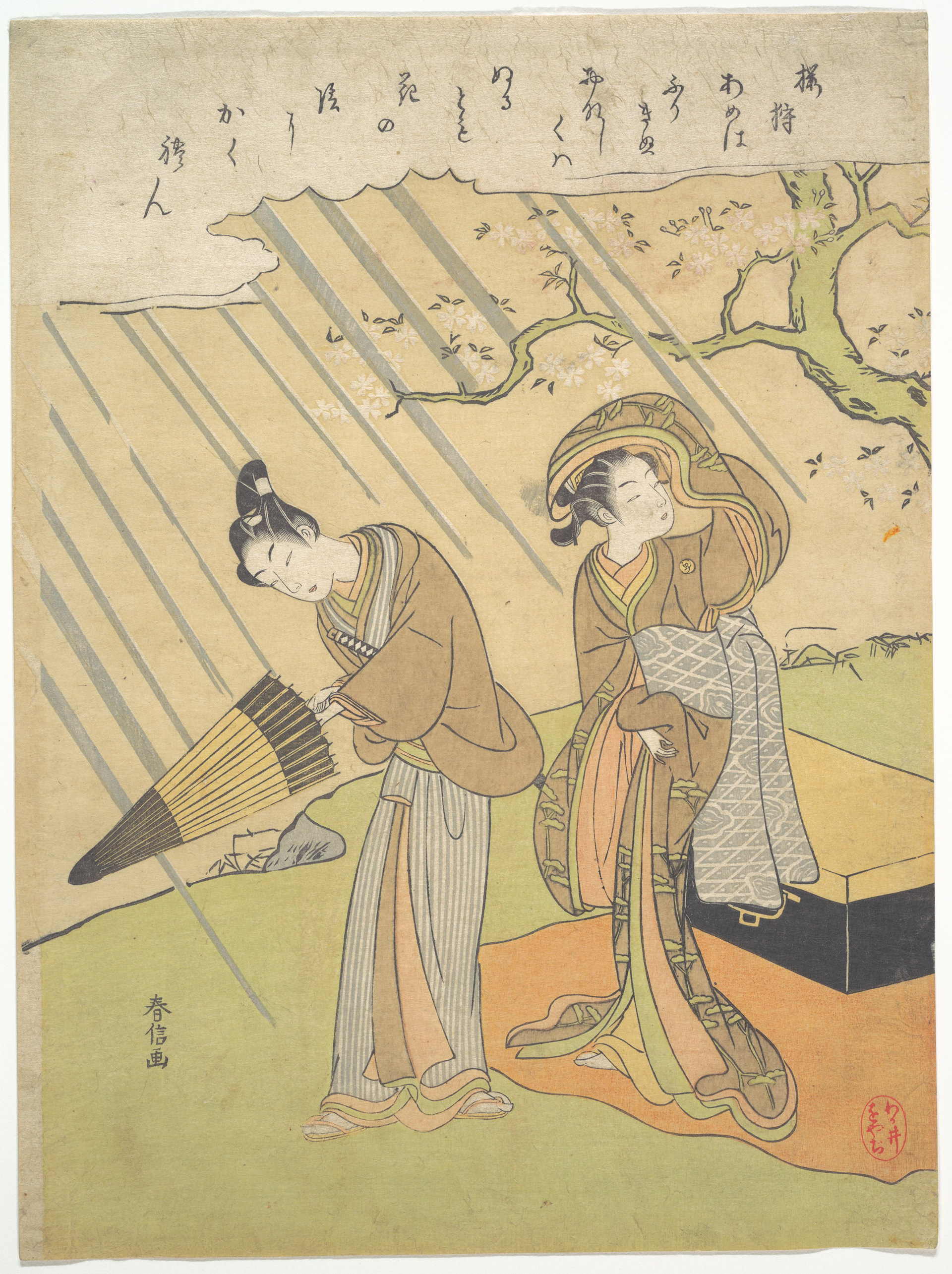Suzuki Harunobu: Evening Shower, 1765