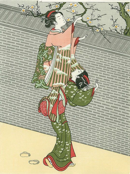 Suzuki Harunobu: Beauty Breaking an Ume Branch