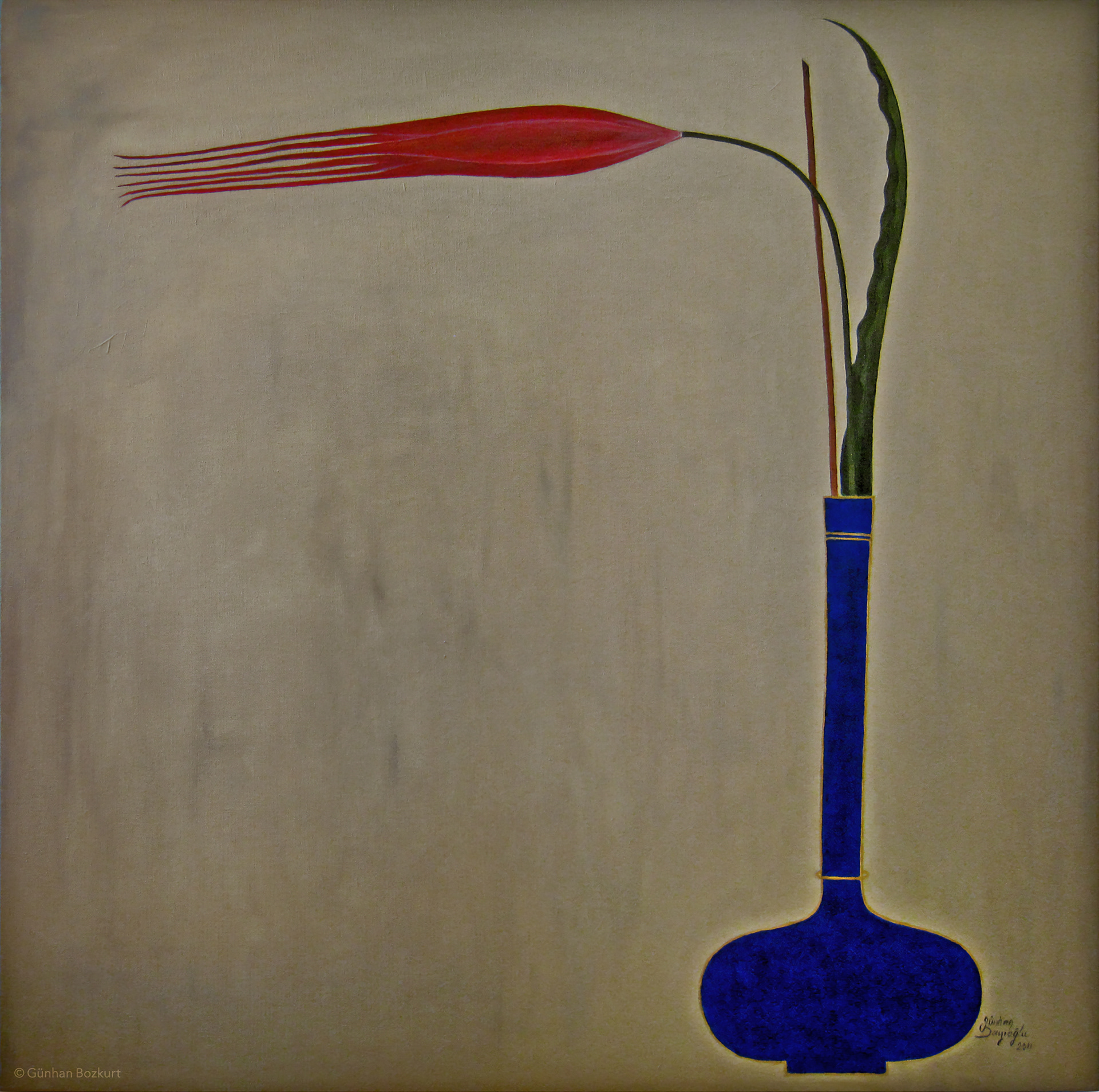 Laledan with Istanbul Tulip / acrylic on canvas, 90 × 90 cm