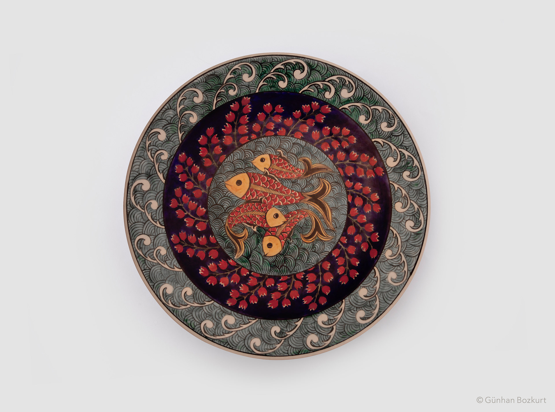 Fish Pond in Hasbahce / ceramic plate, Ø 40 cm