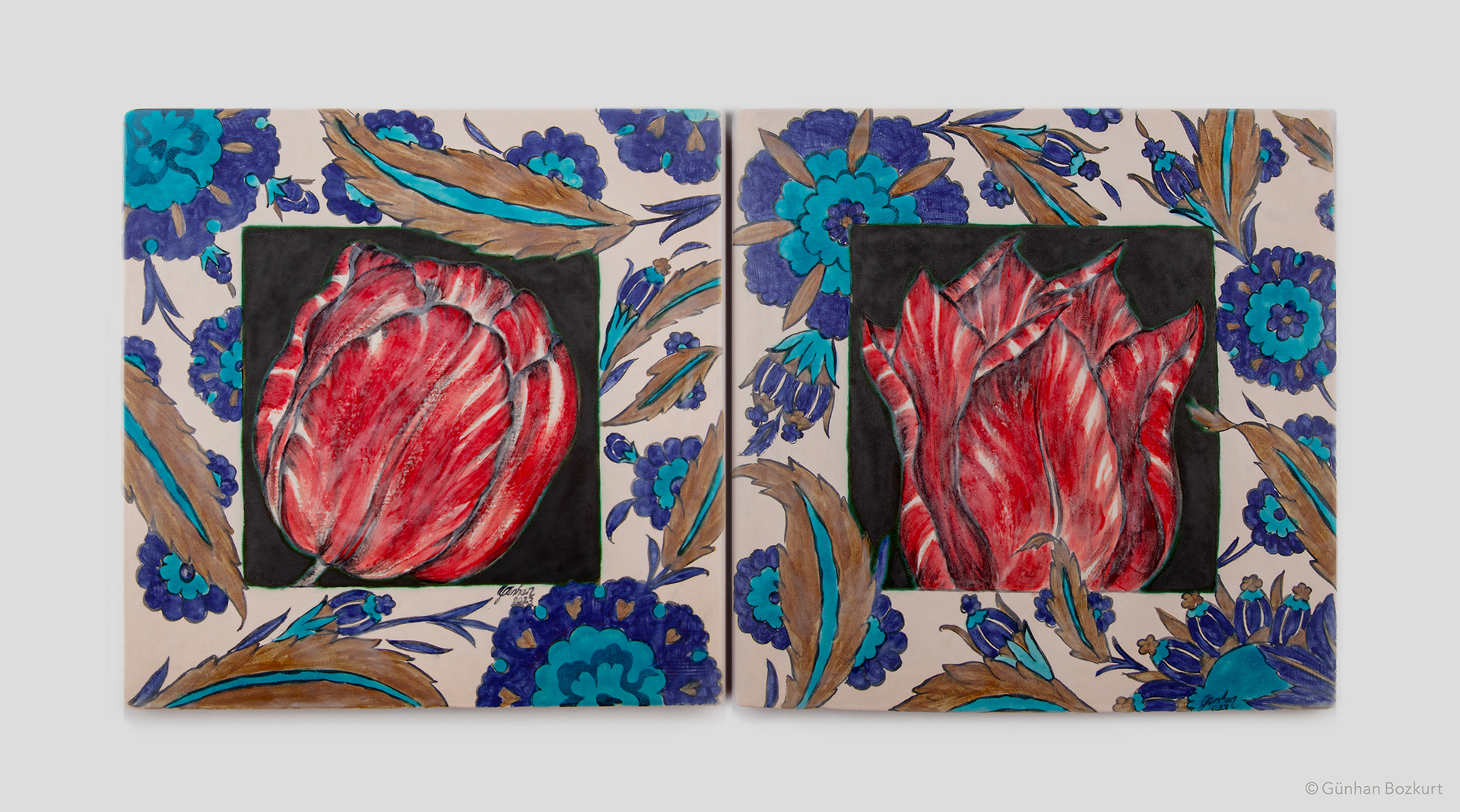 Iznik Interpretations / ceramic tiles, each 25 × 25 cm