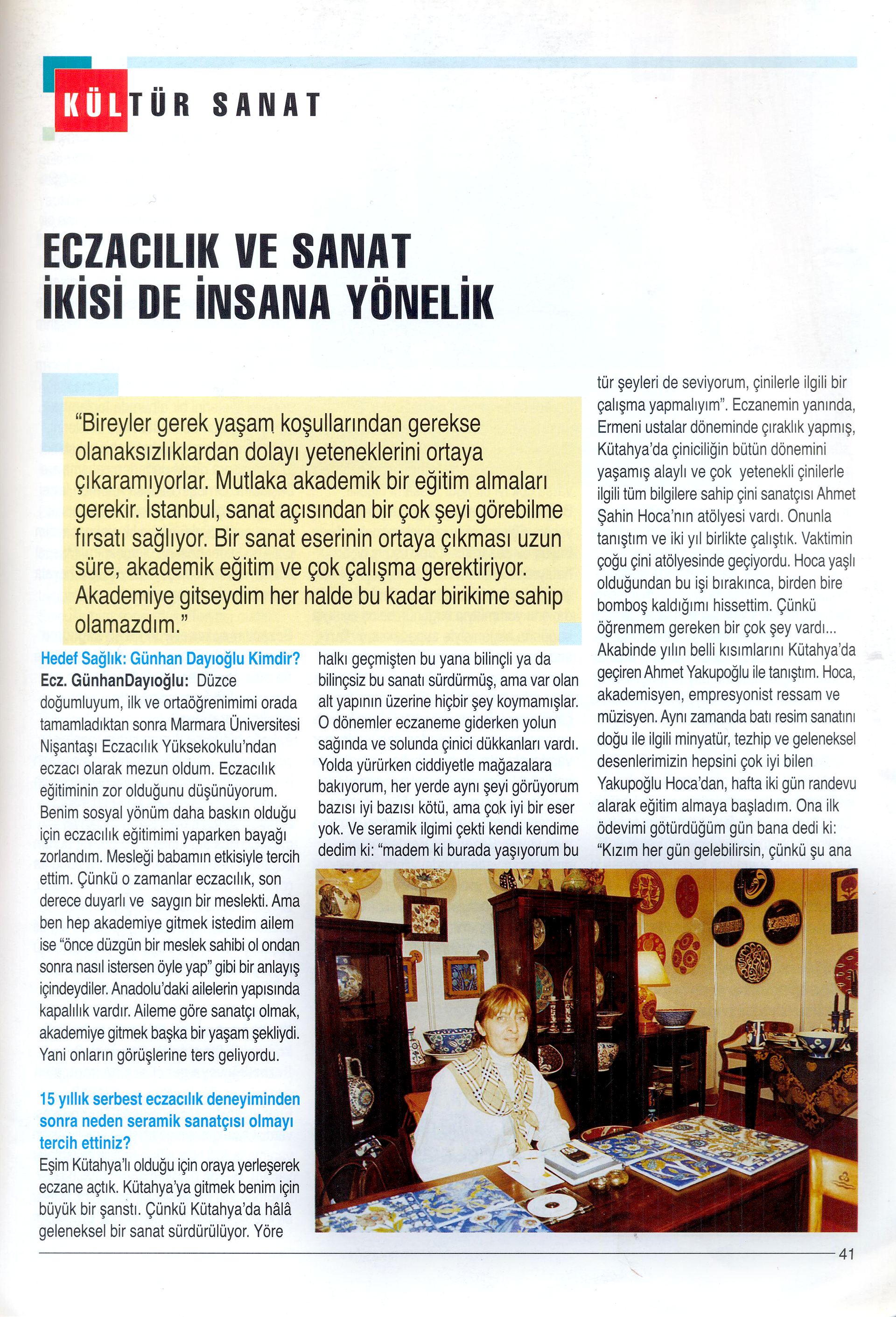 Hedef Saglik, August 2003 – Interview (Health magazine)