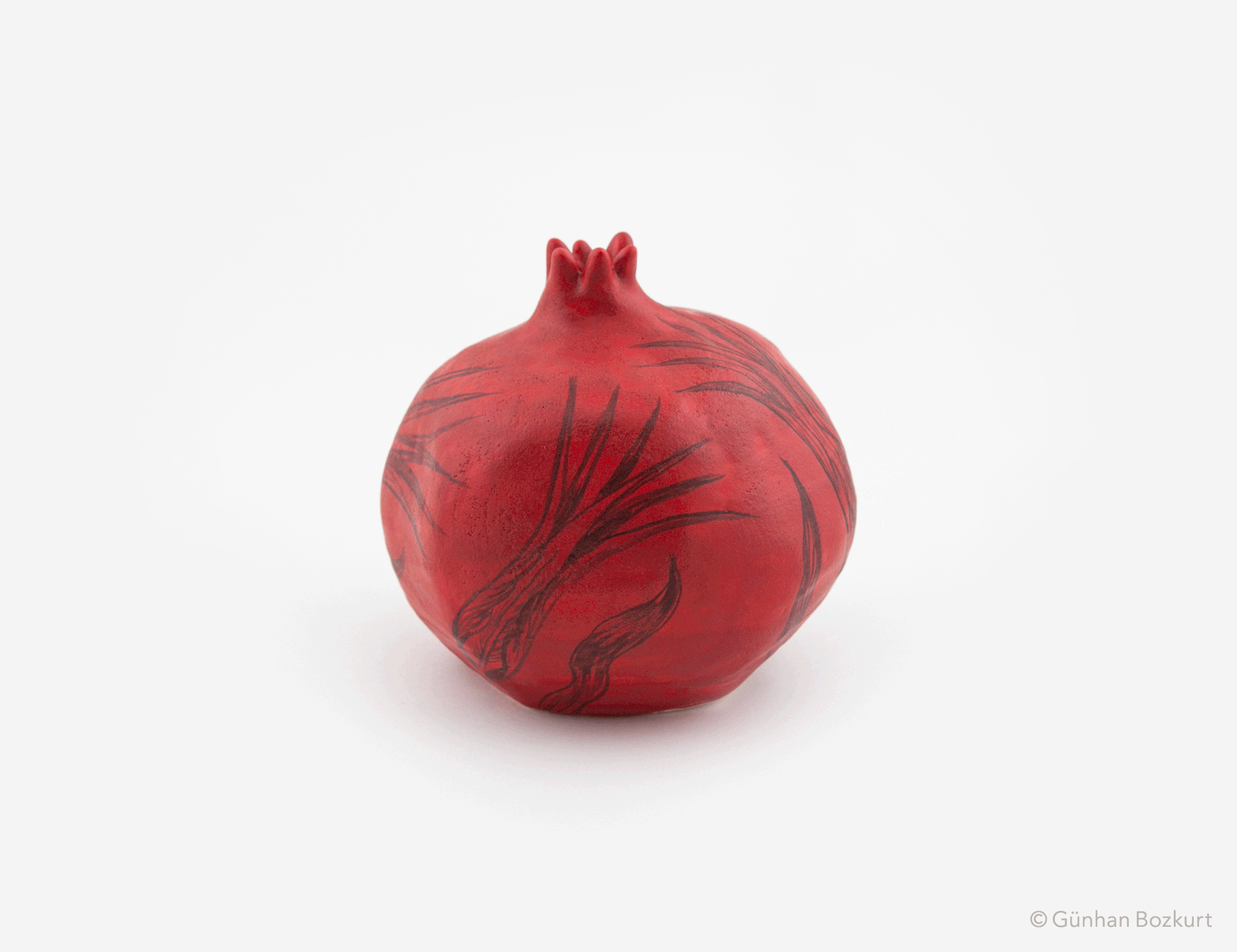 Pomegranate with Istanbul Tulip / ceramic sculpture, h. 11 cm