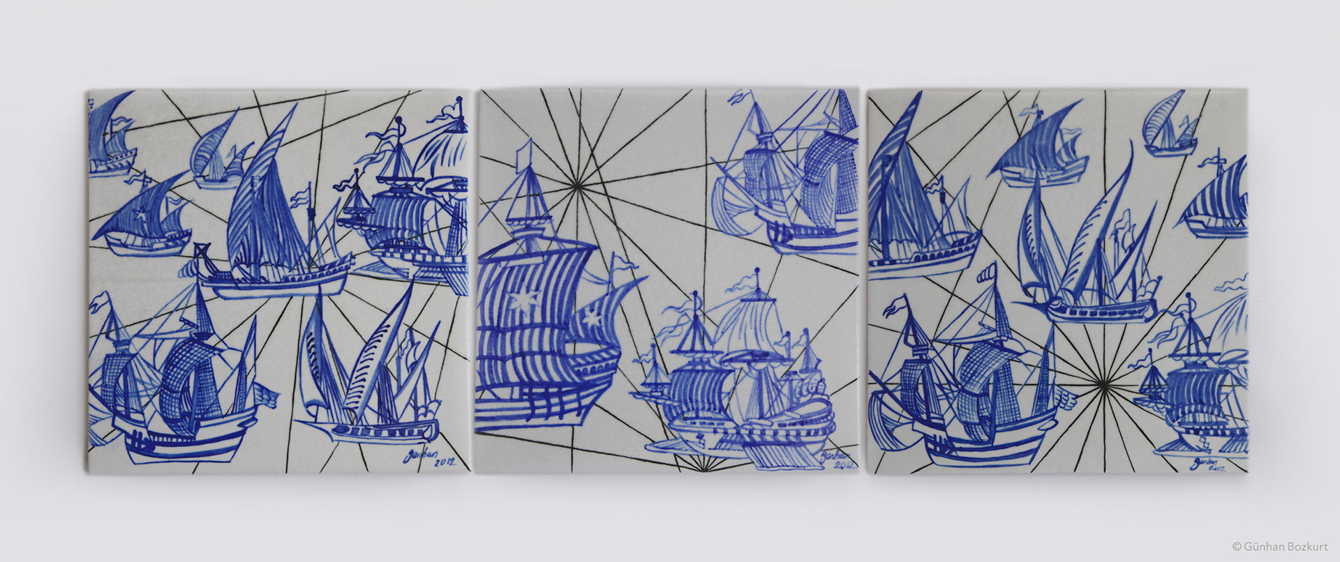 Piri Reis Maps / a set of ceramic tiles, each 20 × 20 cm