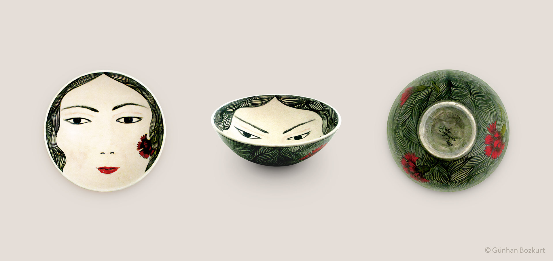 Woman with Carnation / Bowl, Ø 20 cm