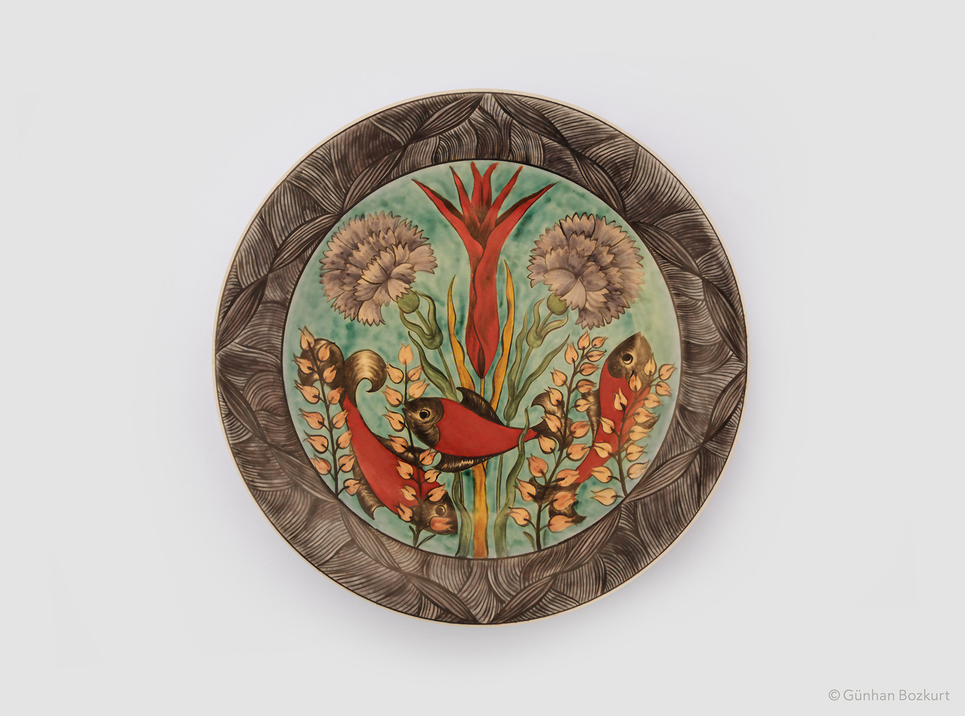 Fish Pond in Hasbahce / ceramic plate, Ø 40 cm