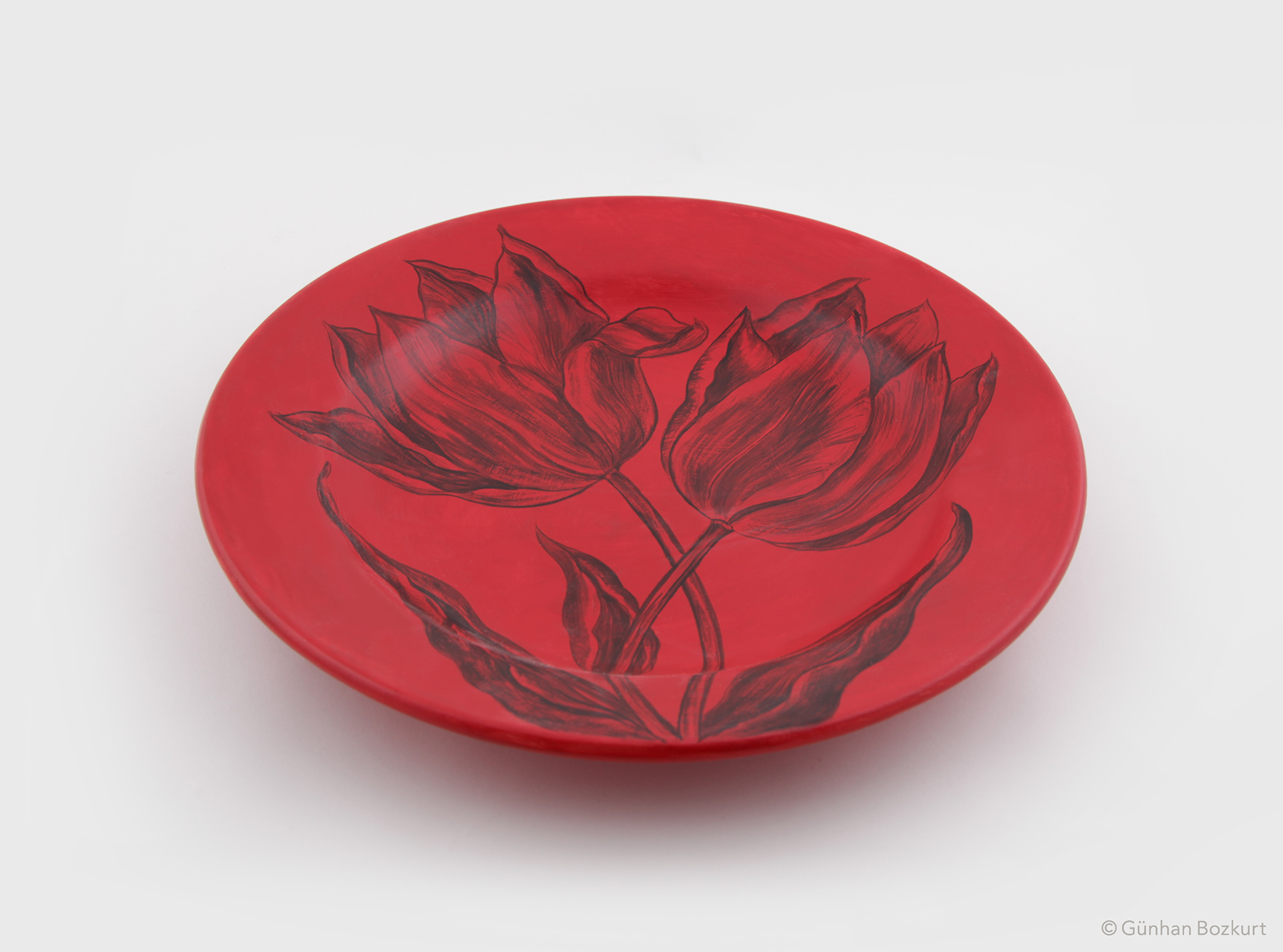 Twin Tulips / ceramic plate, Ø 30 cm