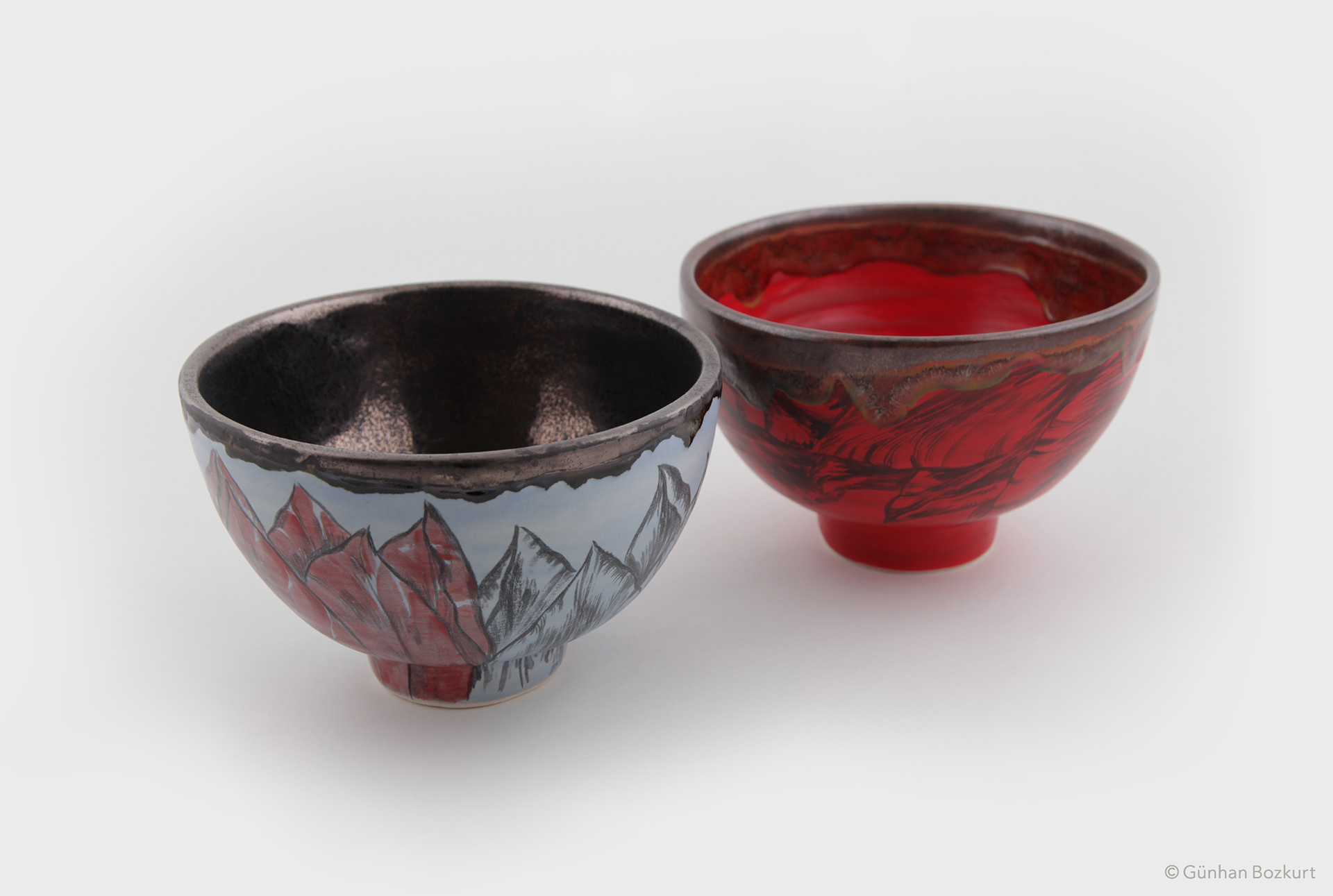 Tulip with Blue Shadow / Red Tulip / ceramic bowls, each Ø 20 cm