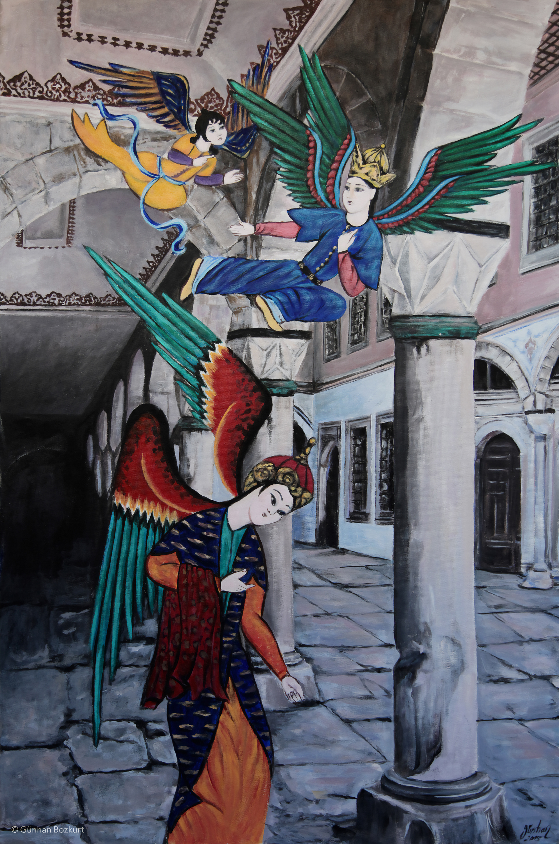 Angels in the Harem / acrylic on canvas, 80 × 120 cm