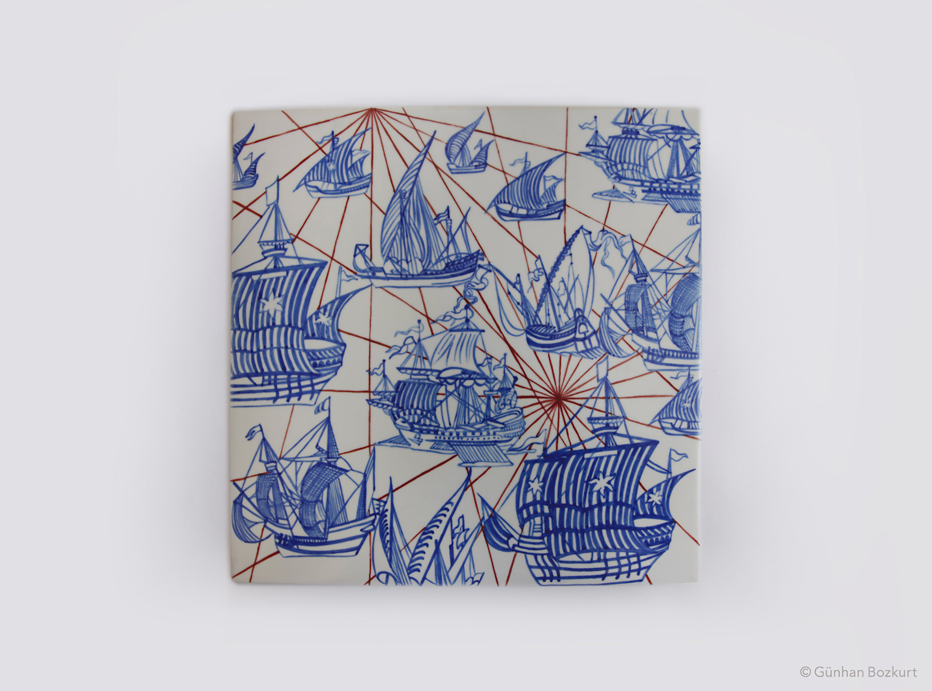 Piri Reis Map / ceramic tile, 20 × 20 cm