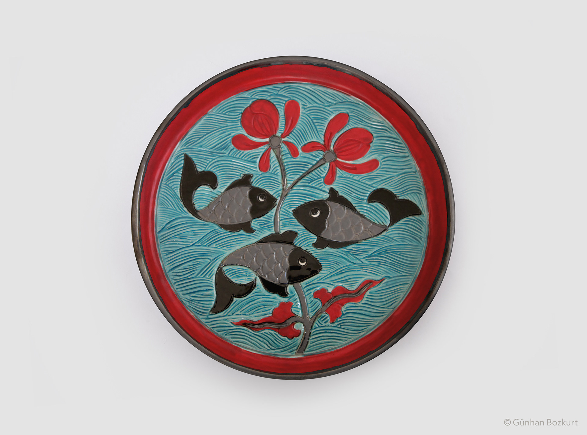 Silver Fishes / ceramic plate, Ø 30 cm