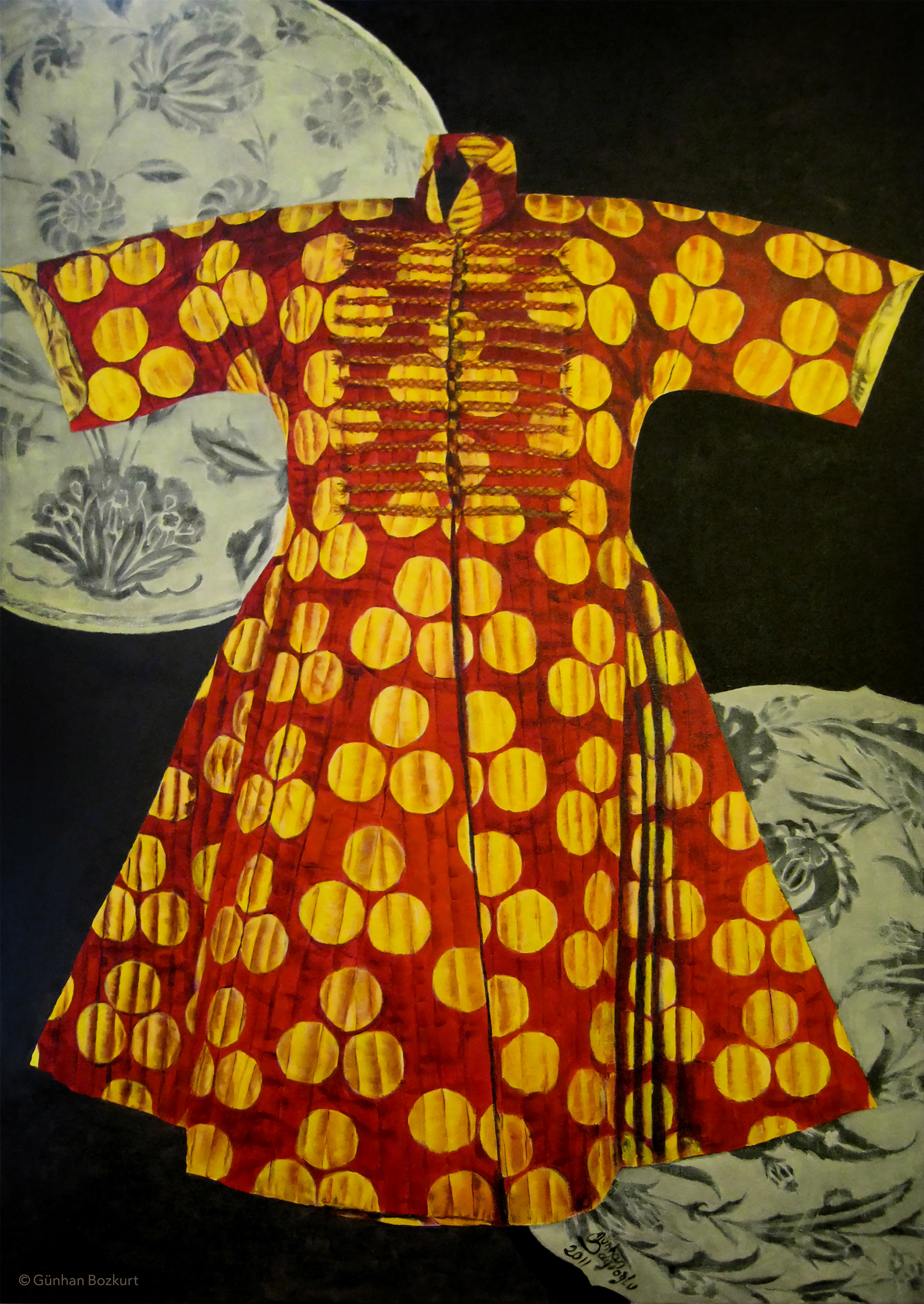 Sultan Ahmed I Child’s Kaftan with Cintemani Motifs / acrylic on canvas, 60 × 90 cm