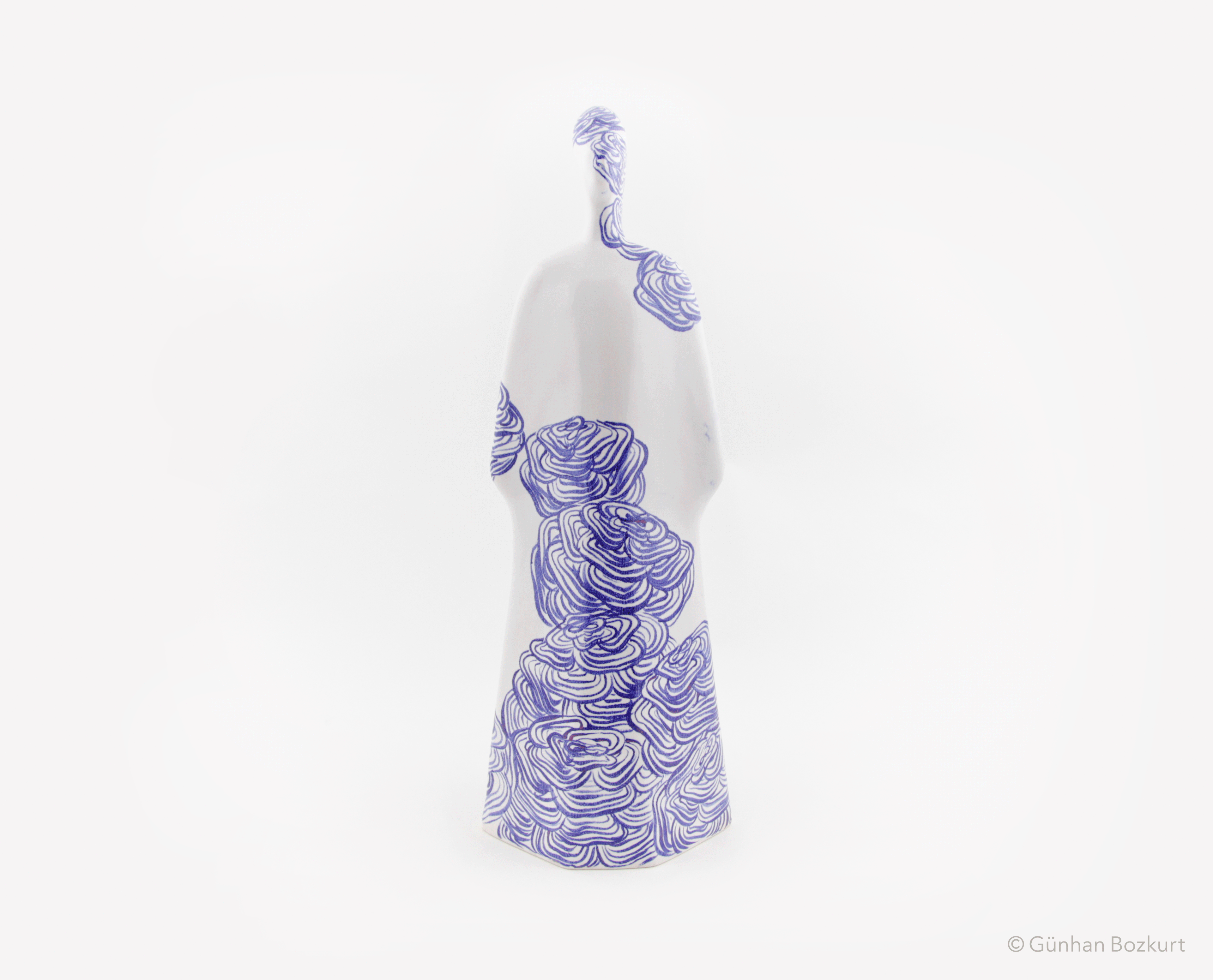 Woman Figure in Kaftan / ceramic sculpture, h. 38 cm, w. 13 cm