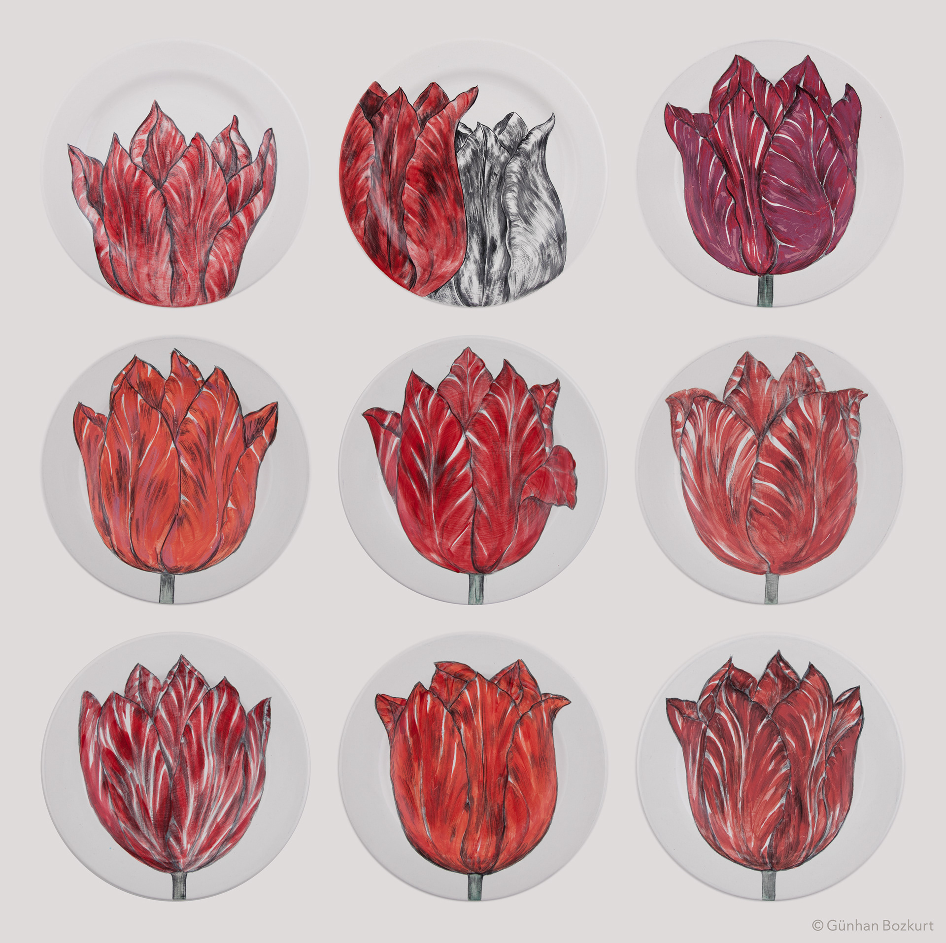 Tulips of Hasbahce / ceramic plates, Ø 30 cm