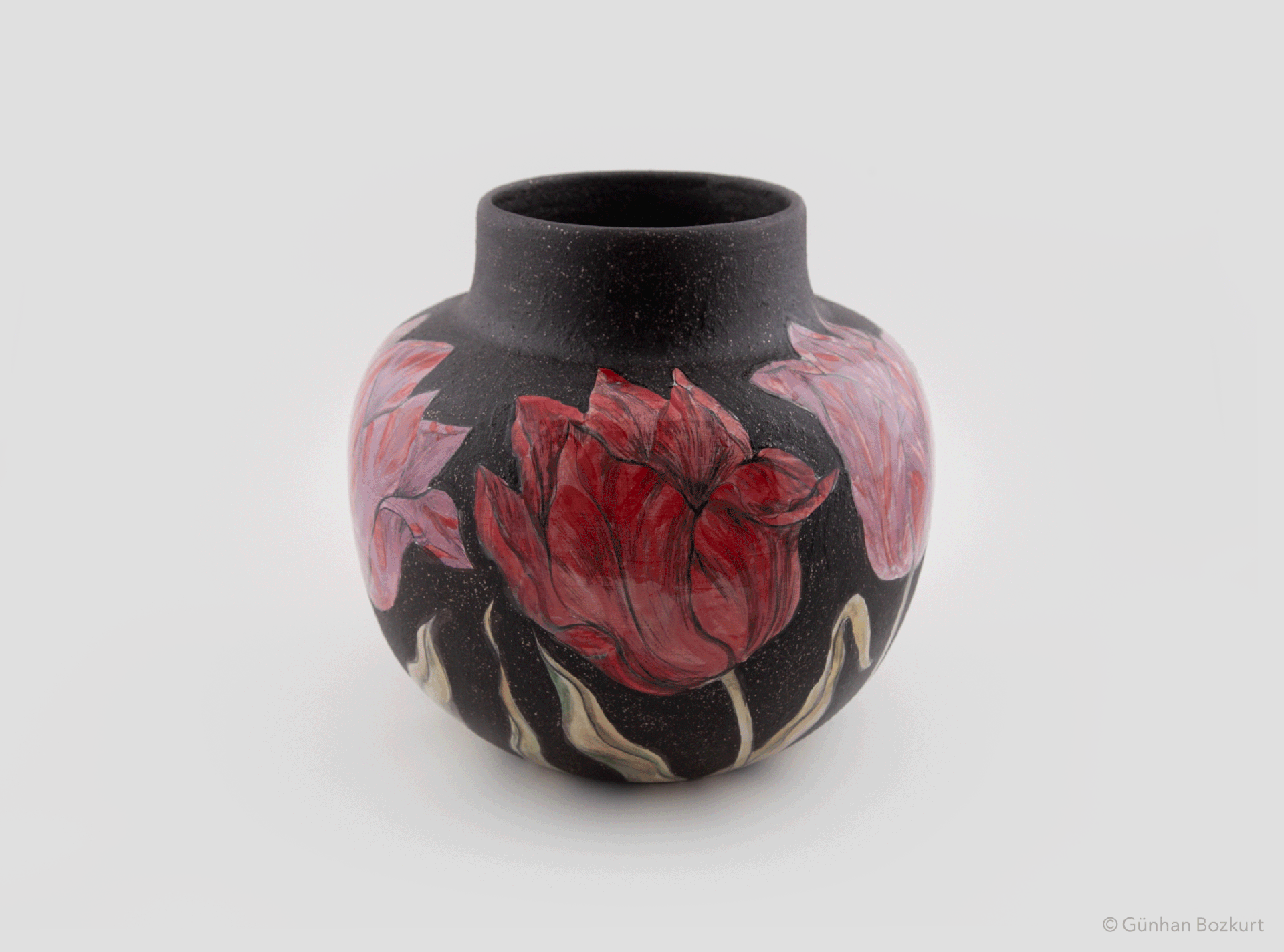 Blooms in the Dark / ceramic vase, Ø 28 cm, h. 30 cm