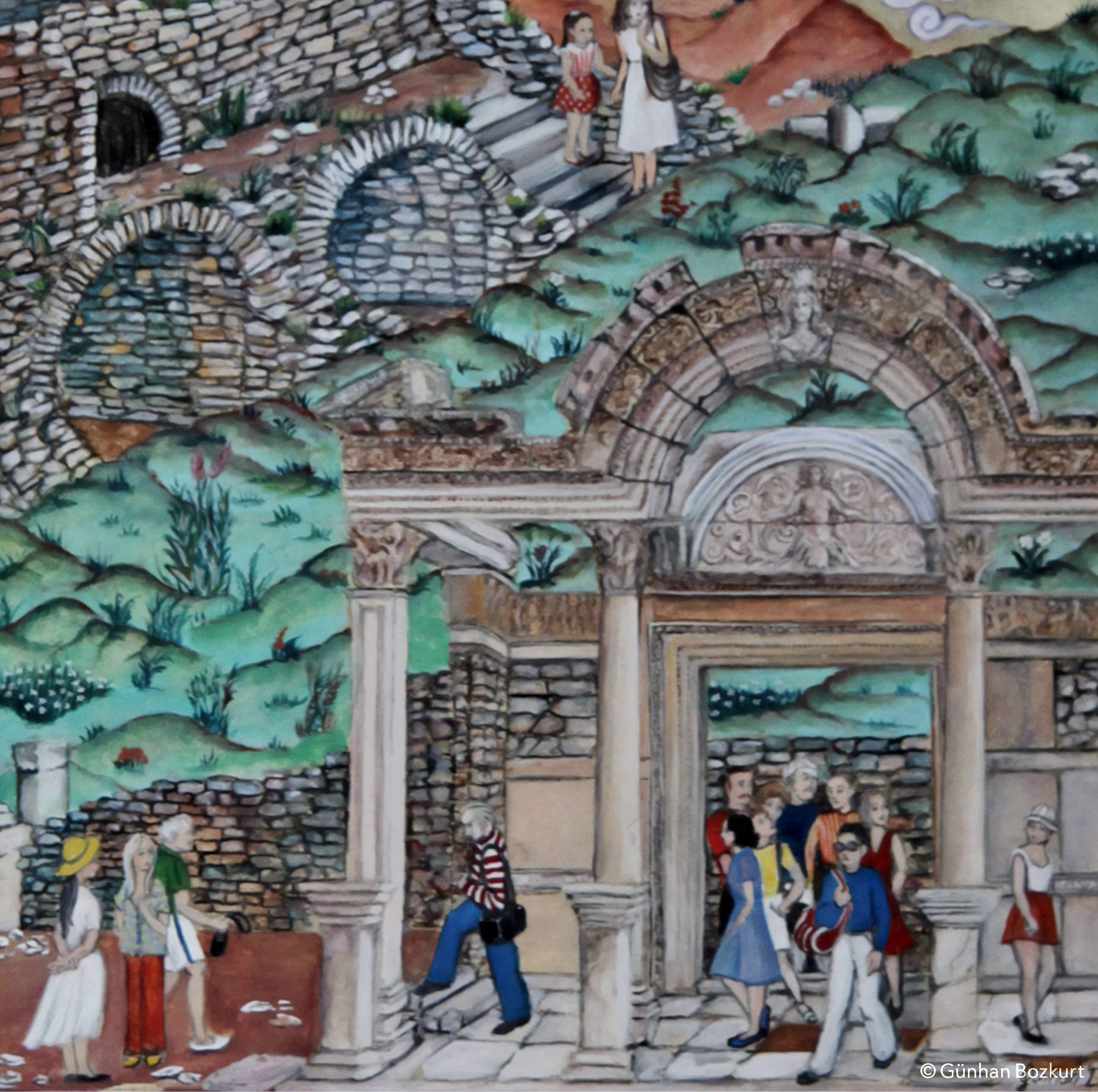 Detail from “Hadrian’s Gate and the Terrace Houses of Ephesus”