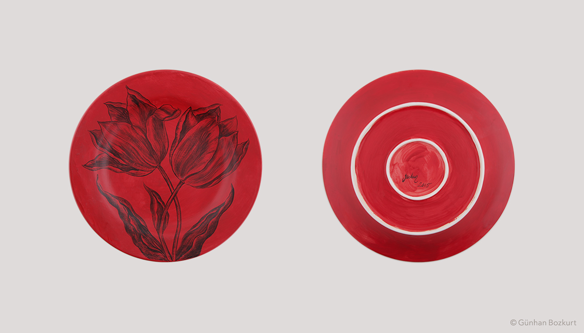 Twin Tulips / ceramic plate, Ø 30 cm
