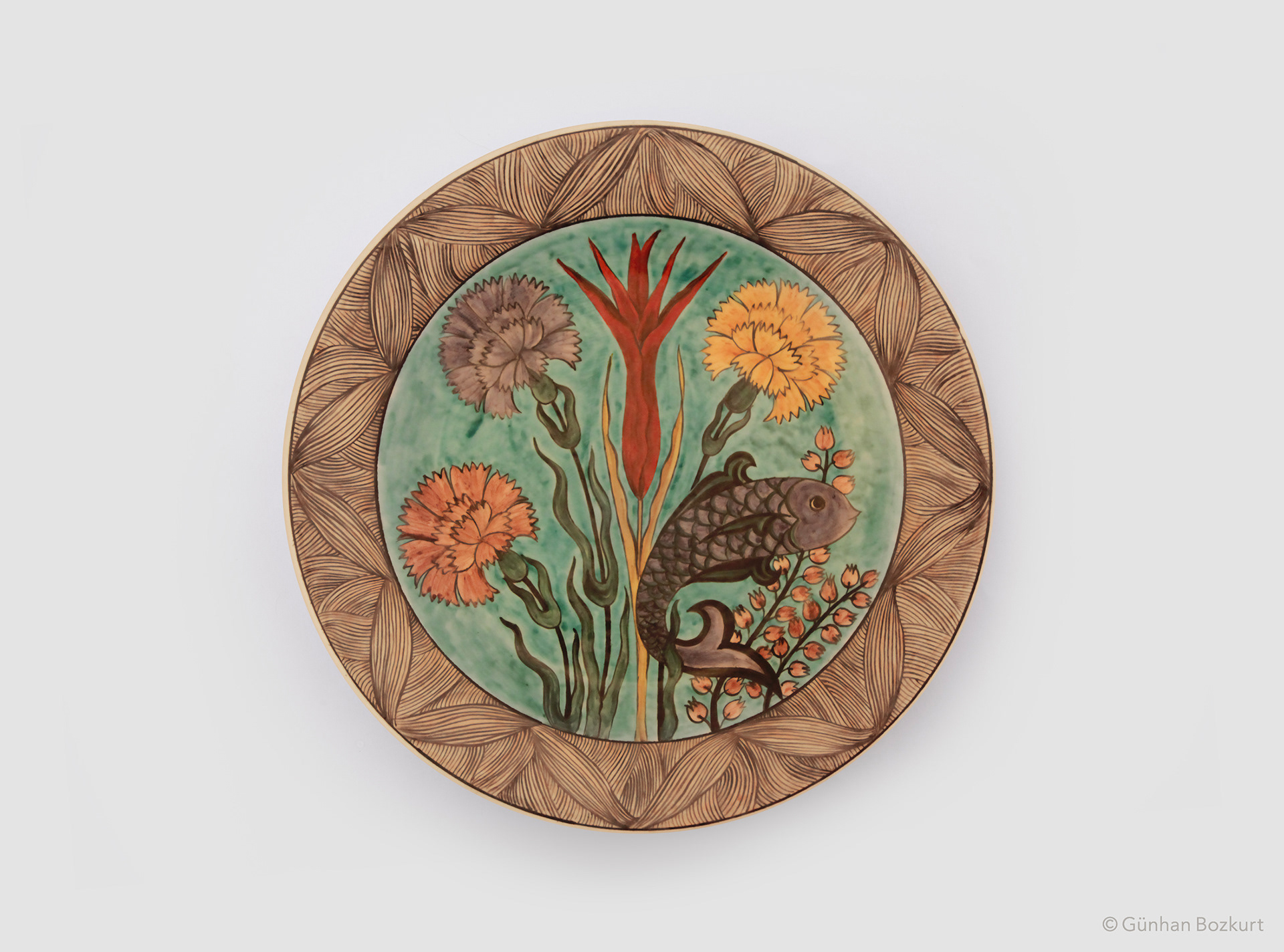 Fish Pond in Hasbahce / ceramic plate, Ø 40 cm