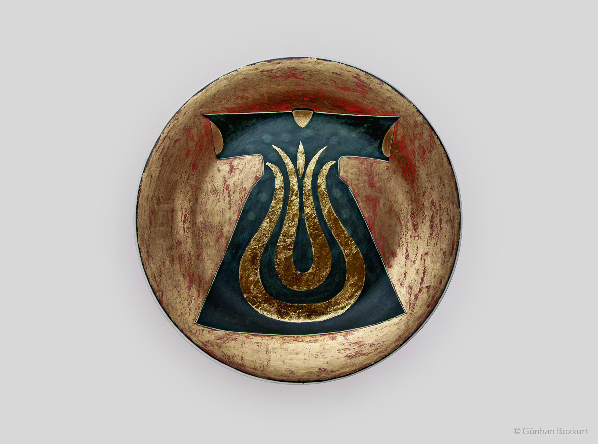 Kaftan / gold leaf ceramic plate, Ø 40 cm