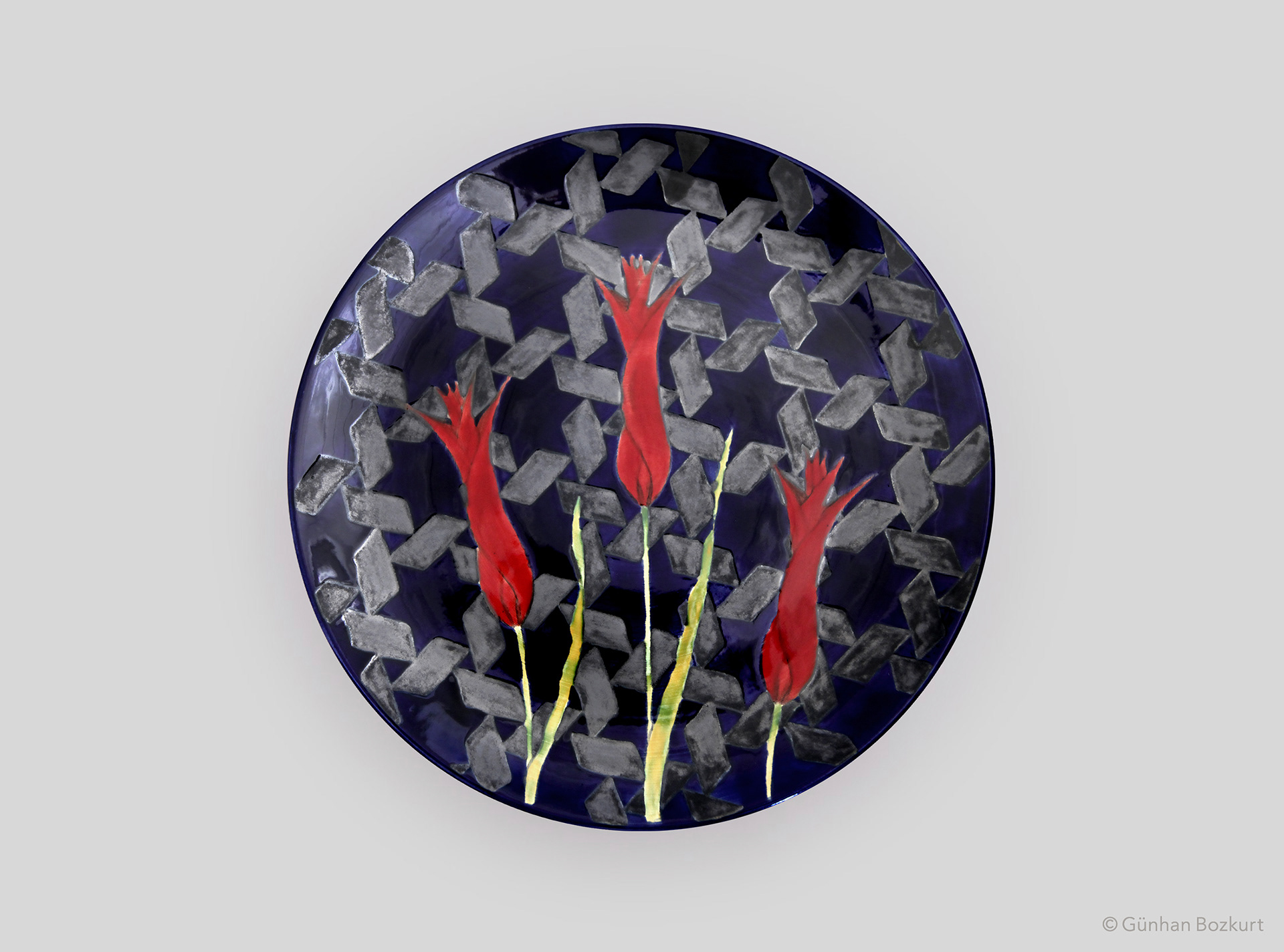 Blooms in the Dark / ceramic plate, Ø 40 cm