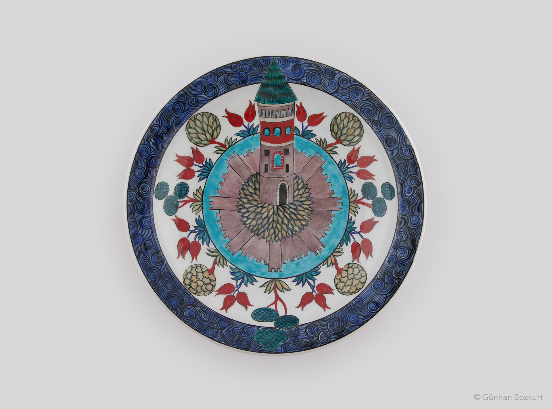 Galata Tower / ceramic plate, Ø 40 cm