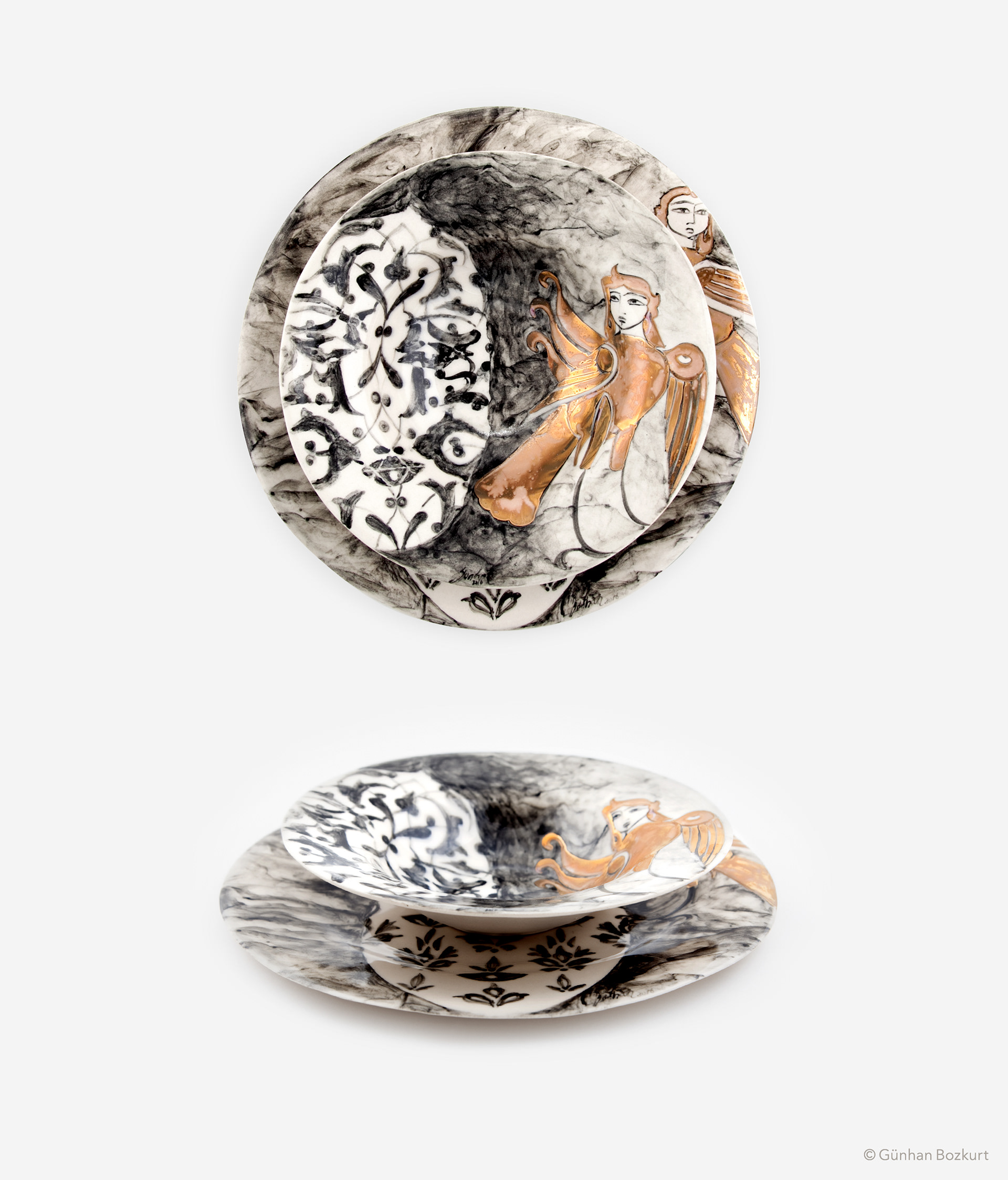 Spring / ceramic tableware set, bowl Ø 25 cm, plate Ø 30 cm