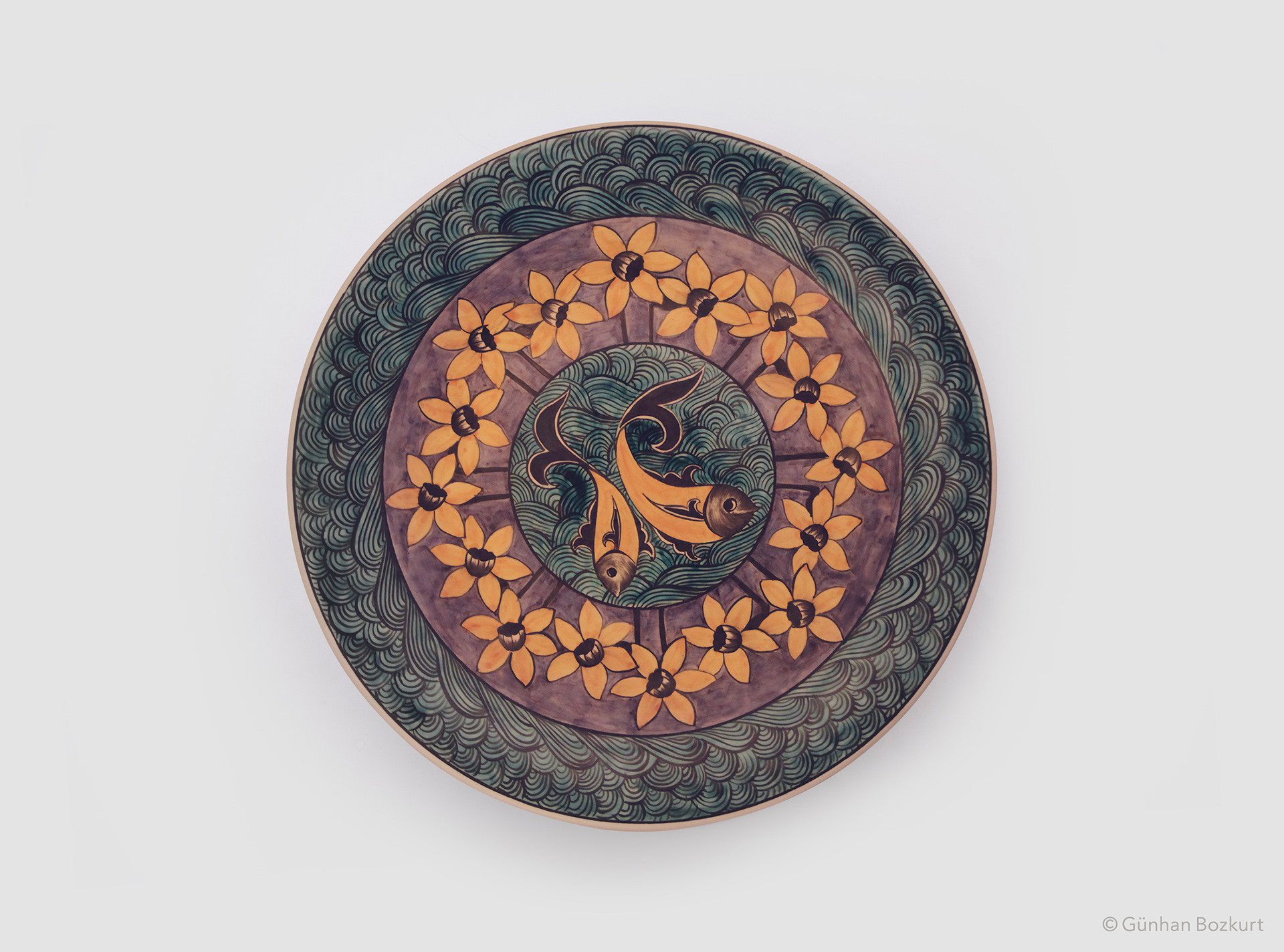 Fish Pond in Hasbahce / ceramic plate, Ø 40 cm