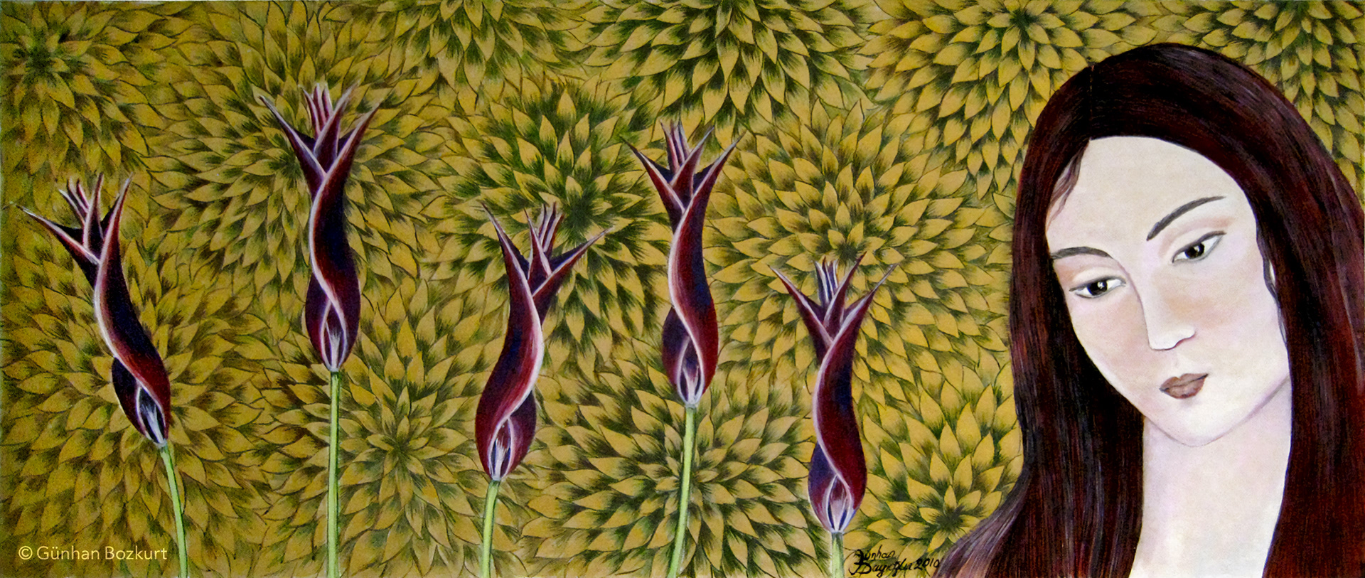 Katre-i Matem / gouache and gold on canvas, 40 × 18 cm