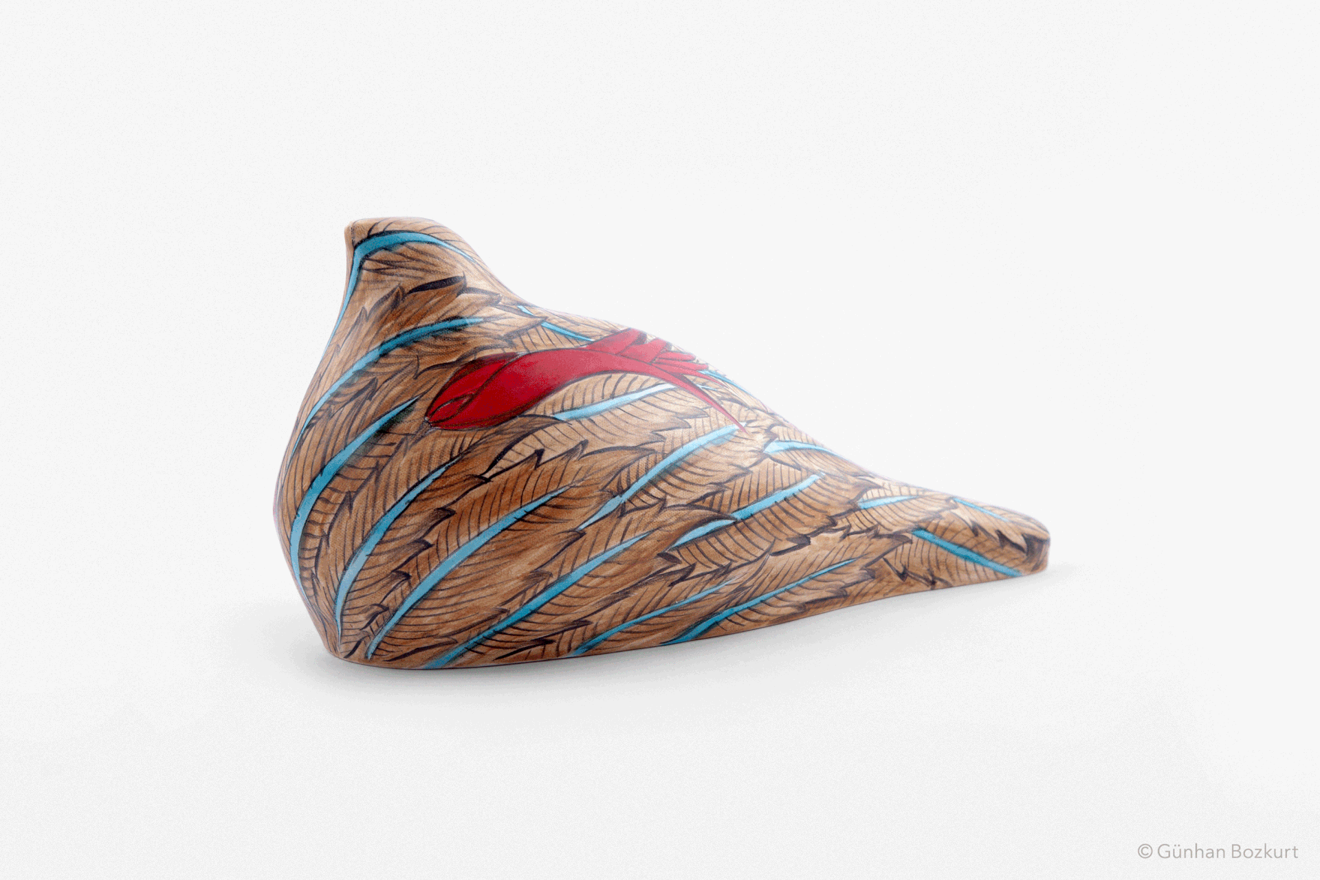 Saz Leaves: Bird / ceramic sculpture, h. 15 cm, w. 30 cm