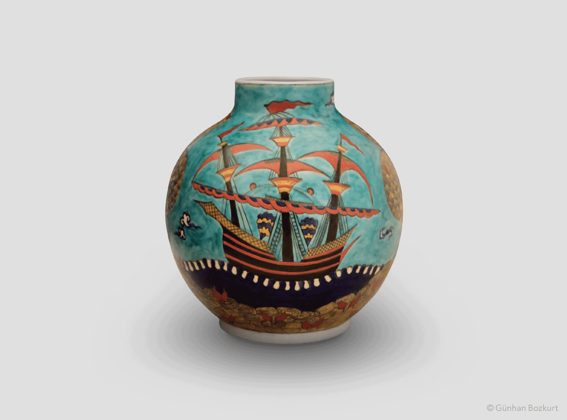 Galleons / ceramic vase, Ø 28 cm, h. 30 cm