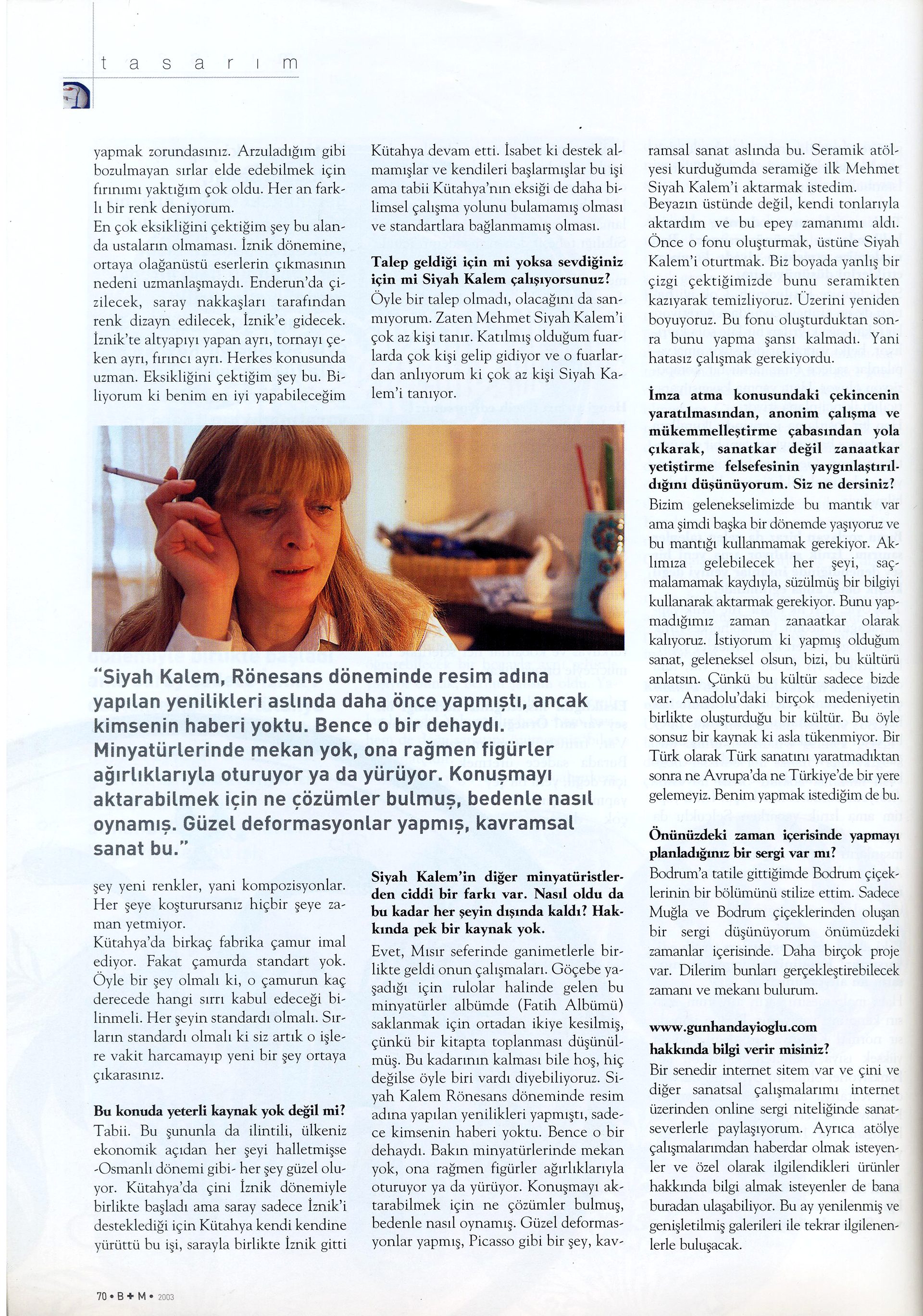 Banyo Mutfak, February 2003 – Interview (Bathroom & Kitchen magazine)