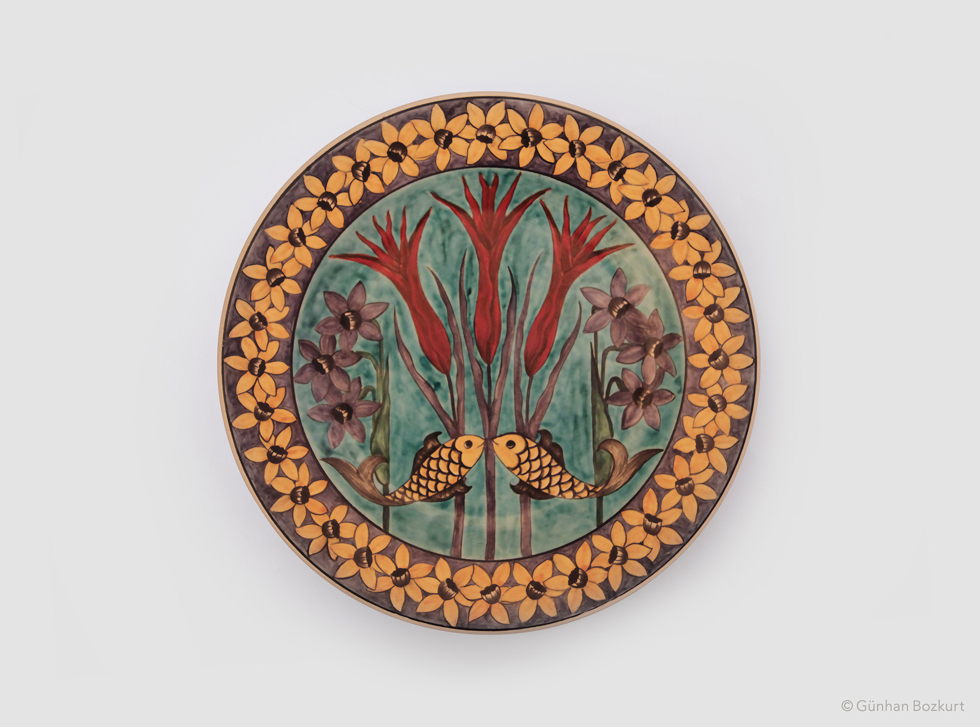 Fish Pond in Hasbahce / ceramic plate, Ø 40 cm