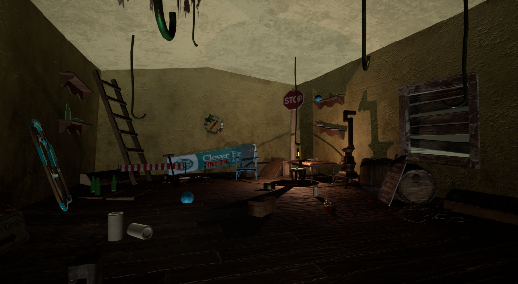 Inside stilt shack