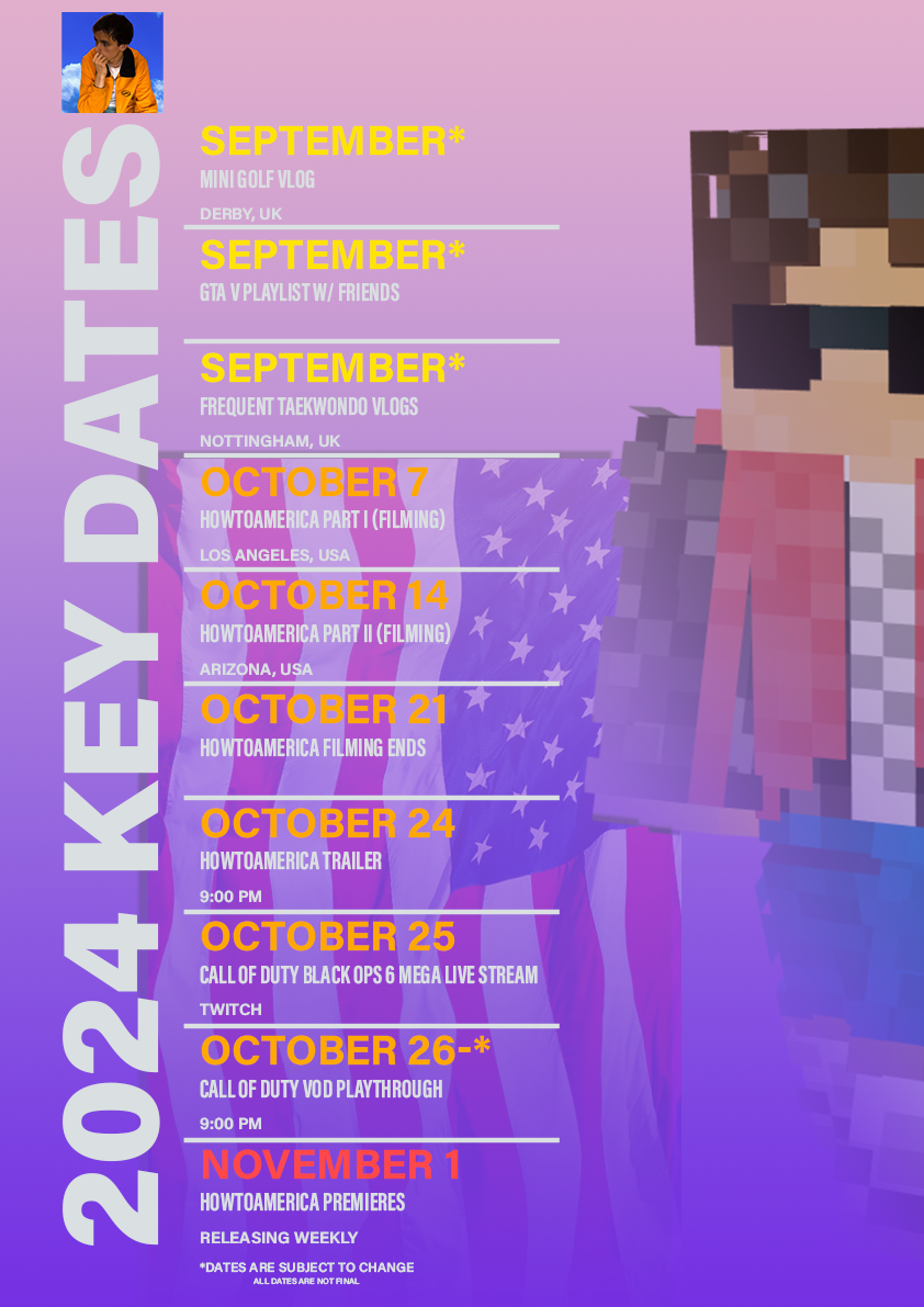 A Youtube Content Schedule created to plan for the Fall of 24': September 12th, 2024