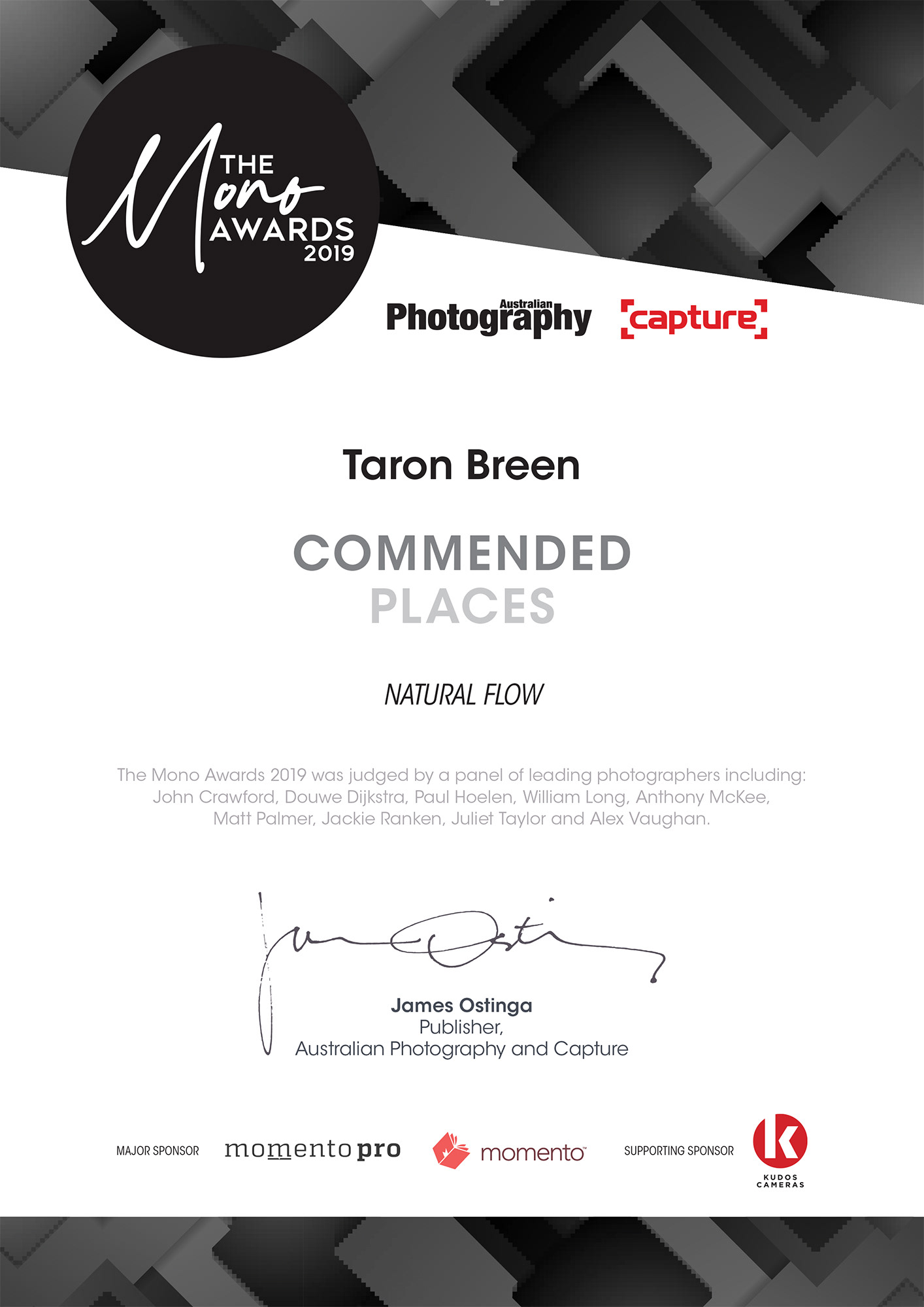 The Mono Awards 2019 - Places Category (Natural Flow)