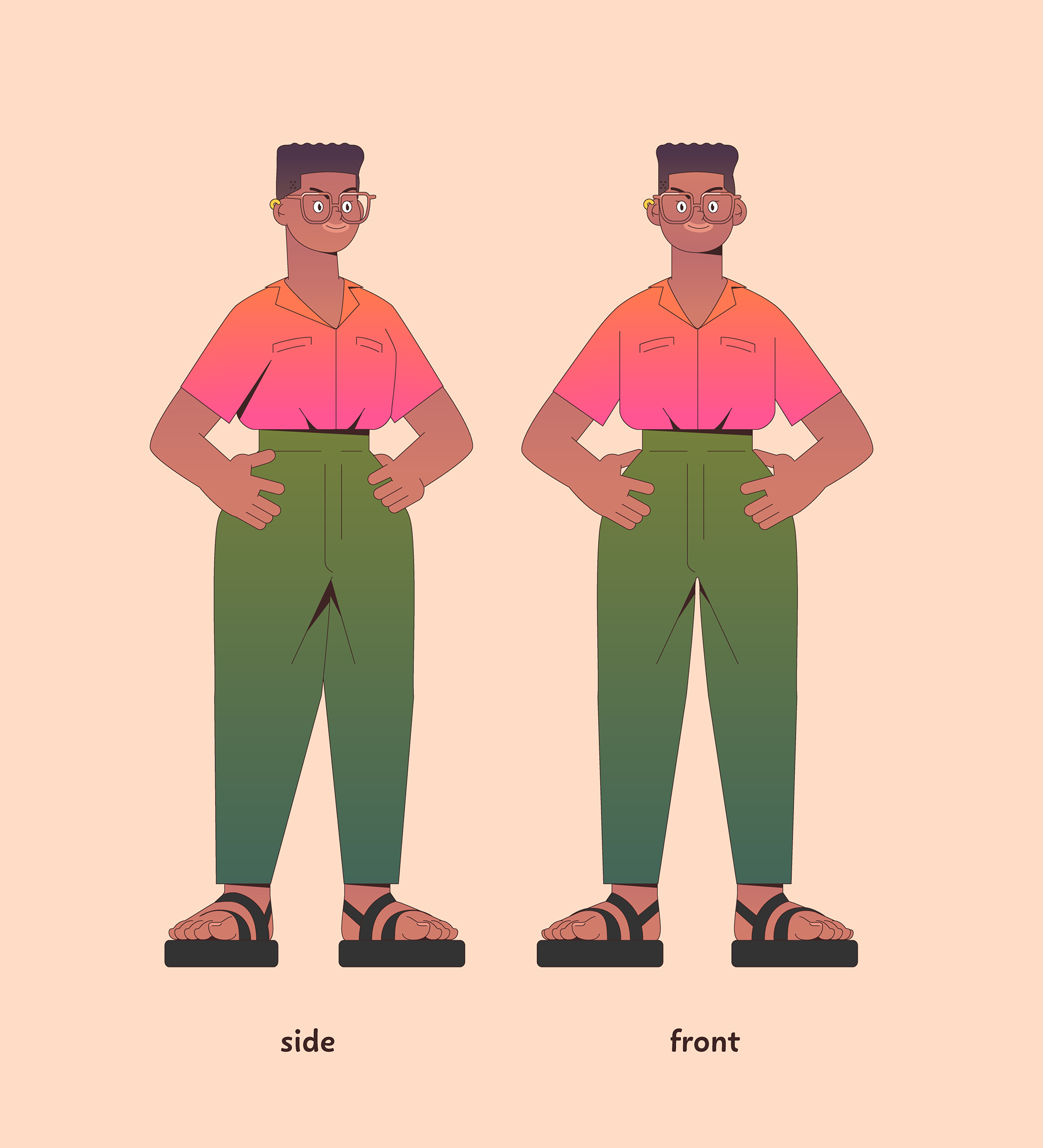 Character design by Brice Boisset, Nantes based illustrator and motion designer, vector art.